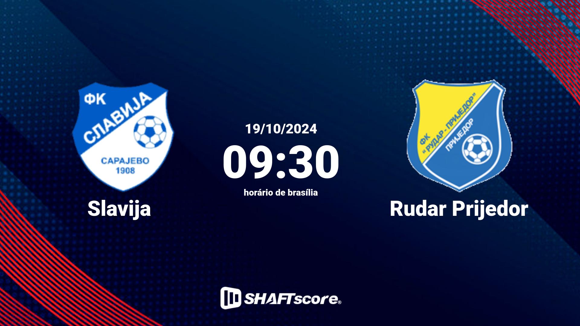 Estatísticas do jogo Slavija vs Rudar Prijedor 19.10 09:30