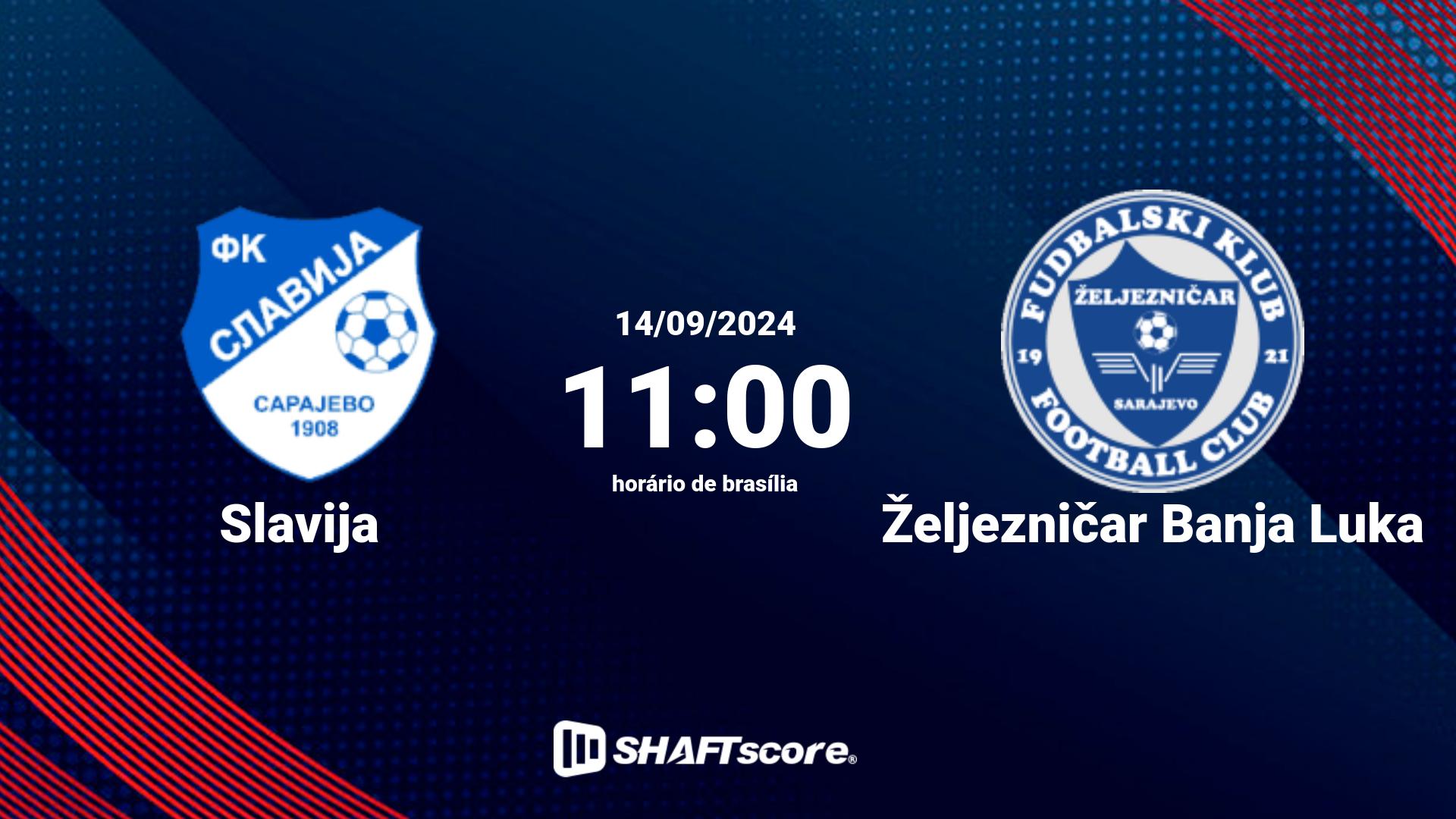 Estatísticas do jogo Slavija vs Željezničar Banja Luka 14.09 11:00