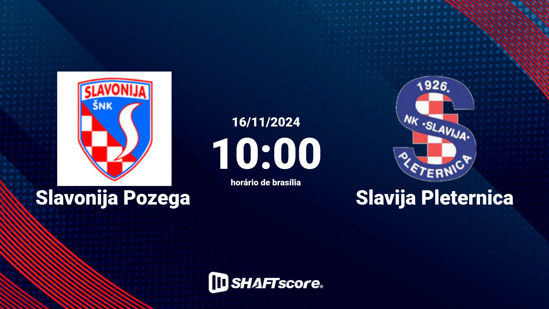 Estatísticas do jogo Slavonija Pozega vs Slavija Pleternica 16.11 10:00