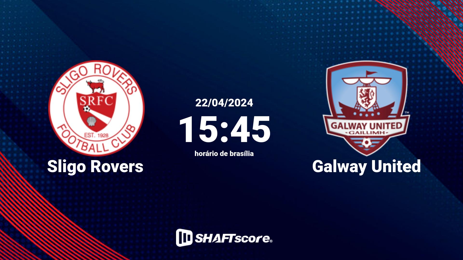 Estatísticas do jogo Sligo Rovers vs Galway United 22.04 15:45