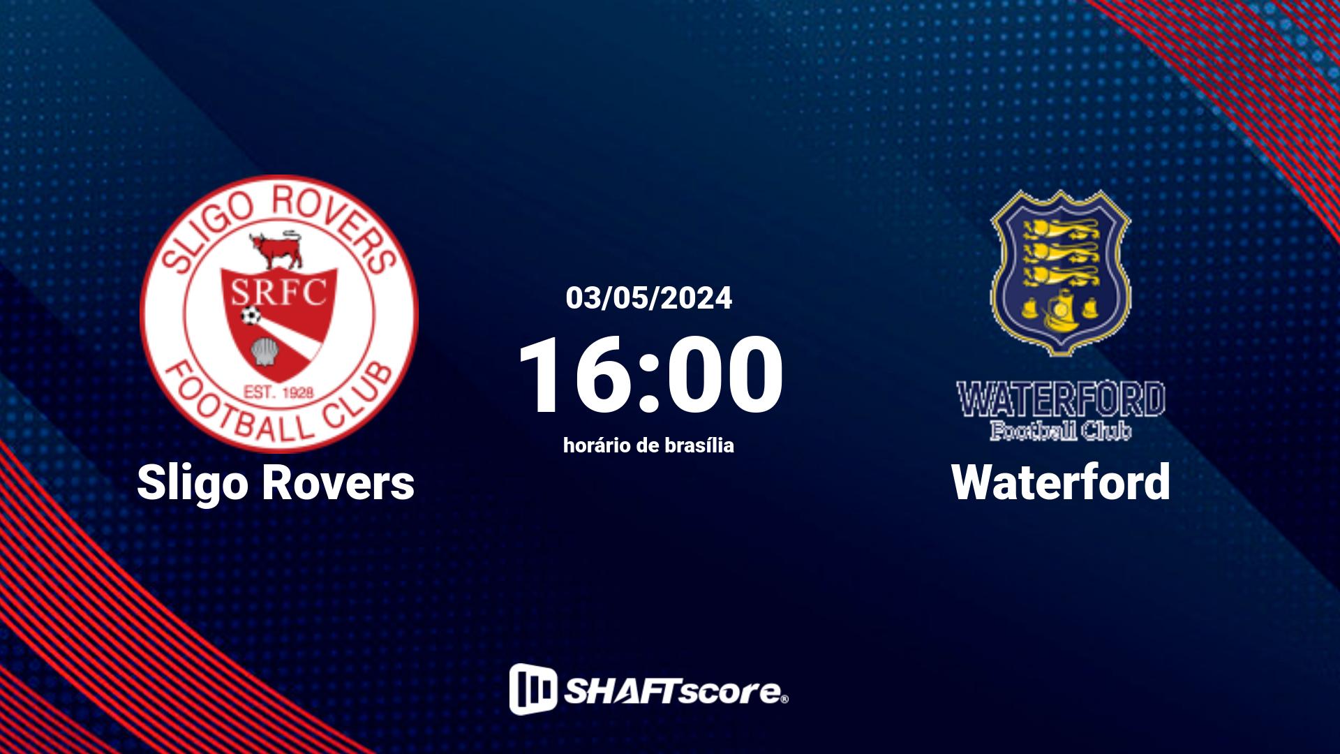 Estatísticas do jogo Sligo Rovers vs Waterford 03.05 16:00
