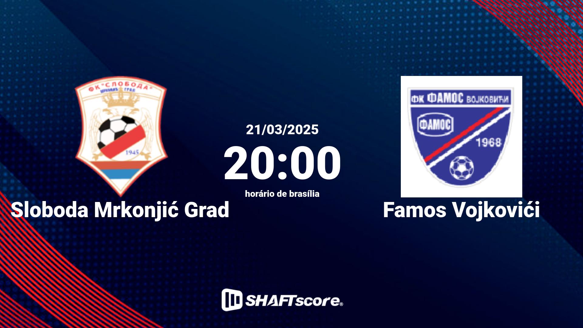 Estatísticas do jogo Sloboda Mrkonjić Grad vs Famos Vojkovići 21.03 20:00