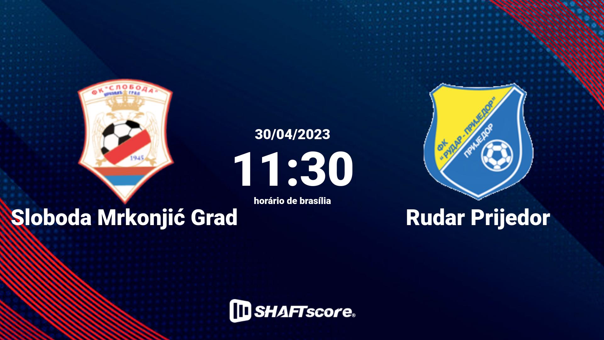 Estatísticas do jogo Sloboda Mrkonjić Grad vs Rudar Prijedor 30.04 11:30