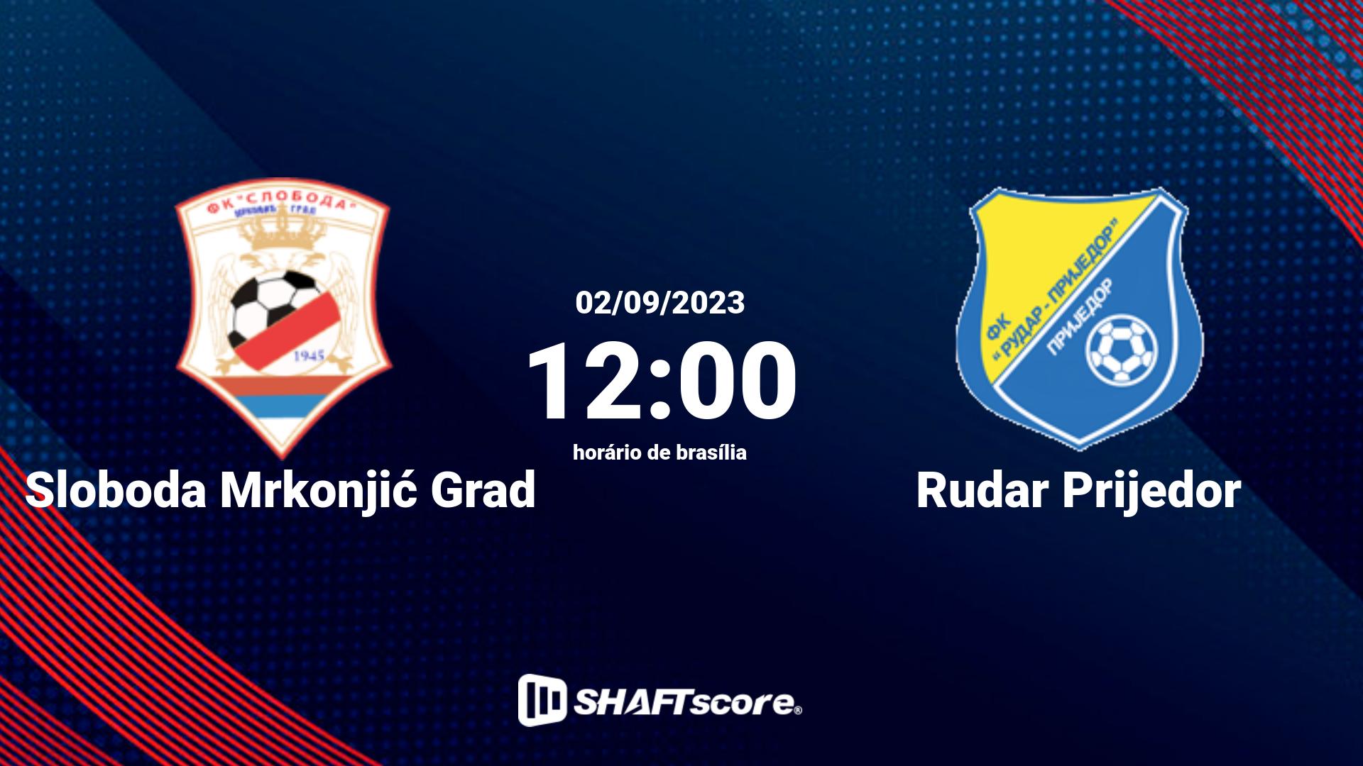 Estatísticas do jogo Sloboda Mrkonjić Grad vs Rudar Prijedor 02.09 12:00