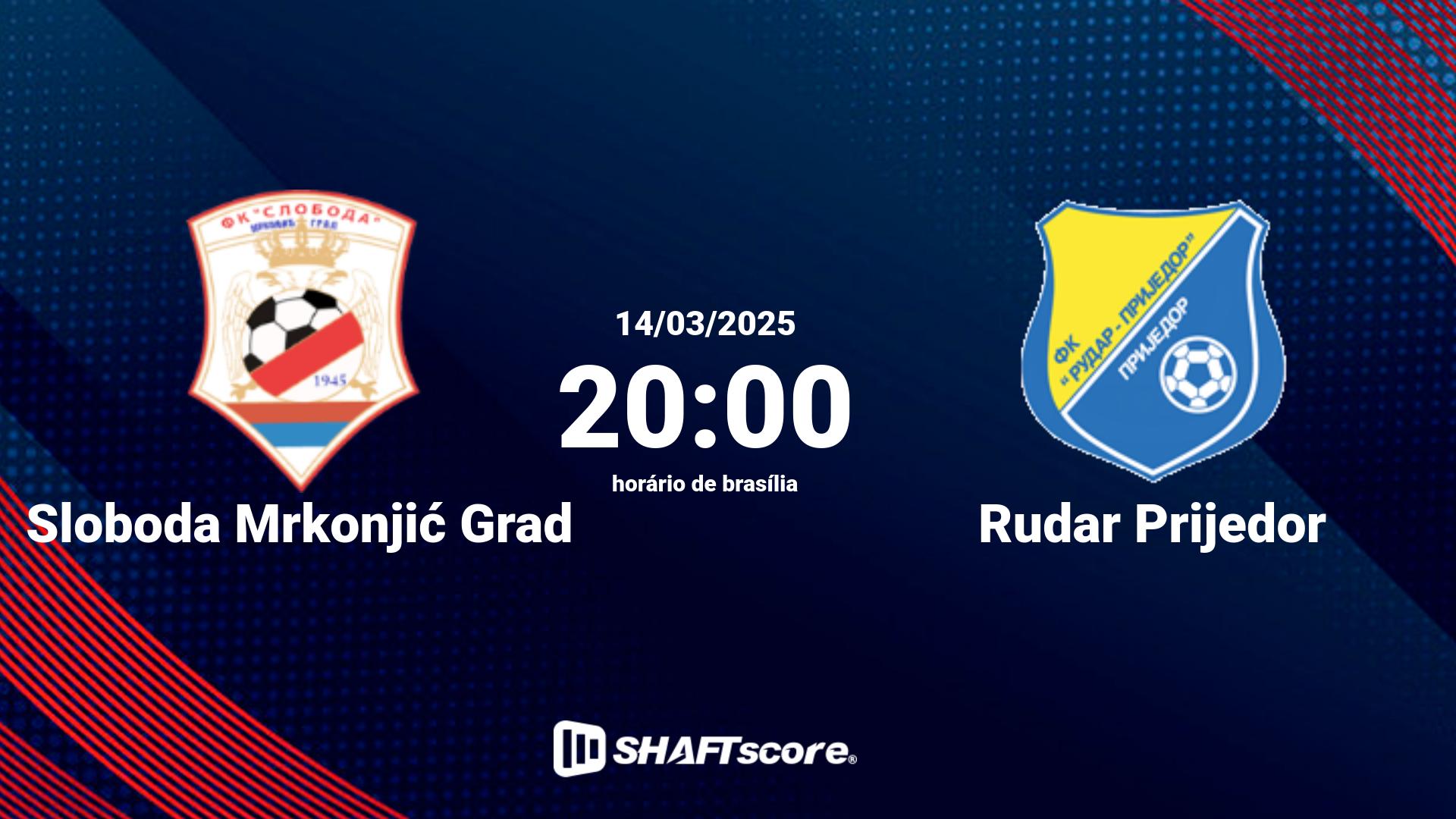 Estatísticas do jogo Sloboda Mrkonjić Grad vs Rudar Prijedor 14.03 20:00