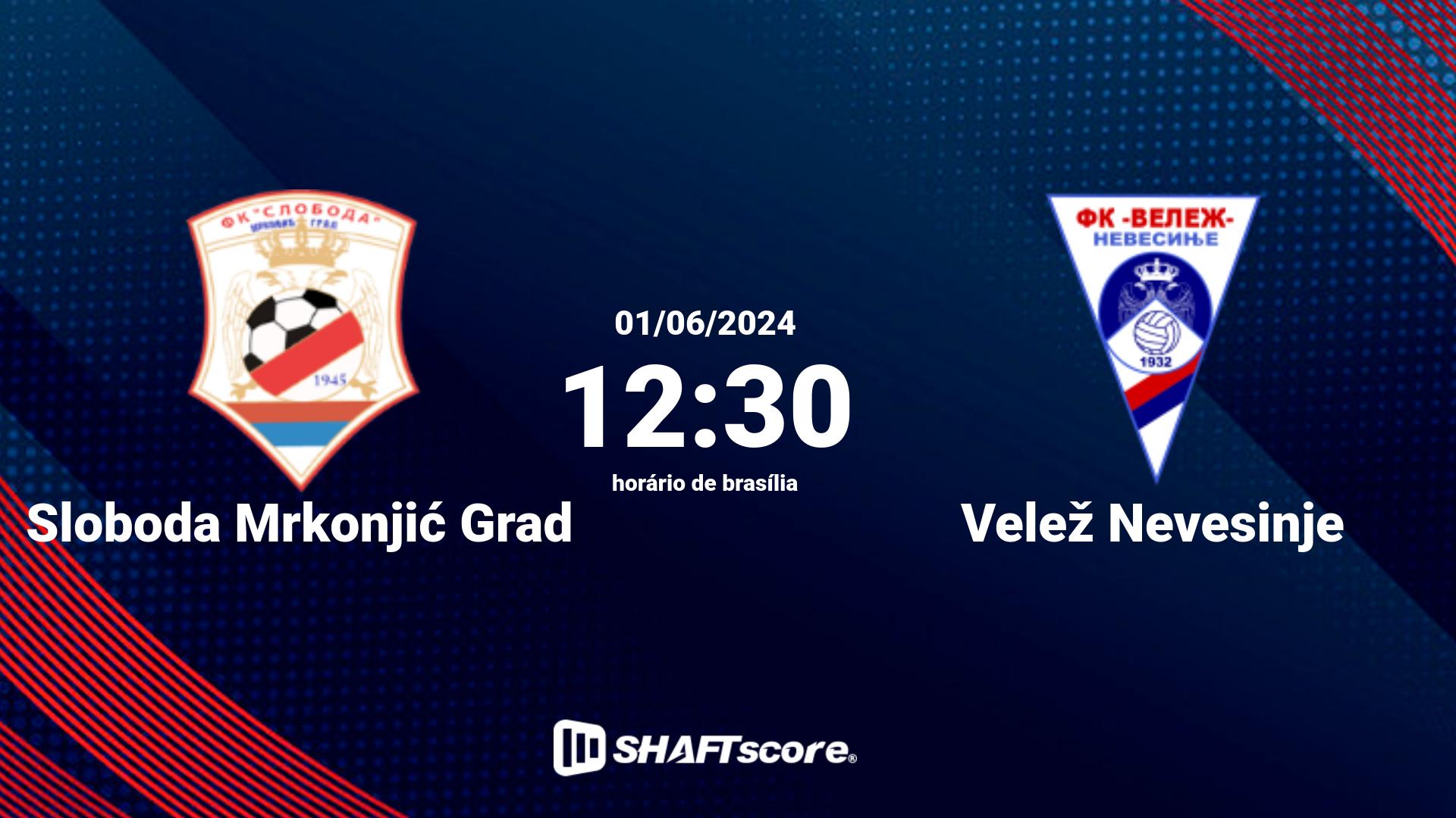 Estatísticas do jogo Sloboda Mrkonjić Grad vs Velež Nevesinje 01.06 12:30