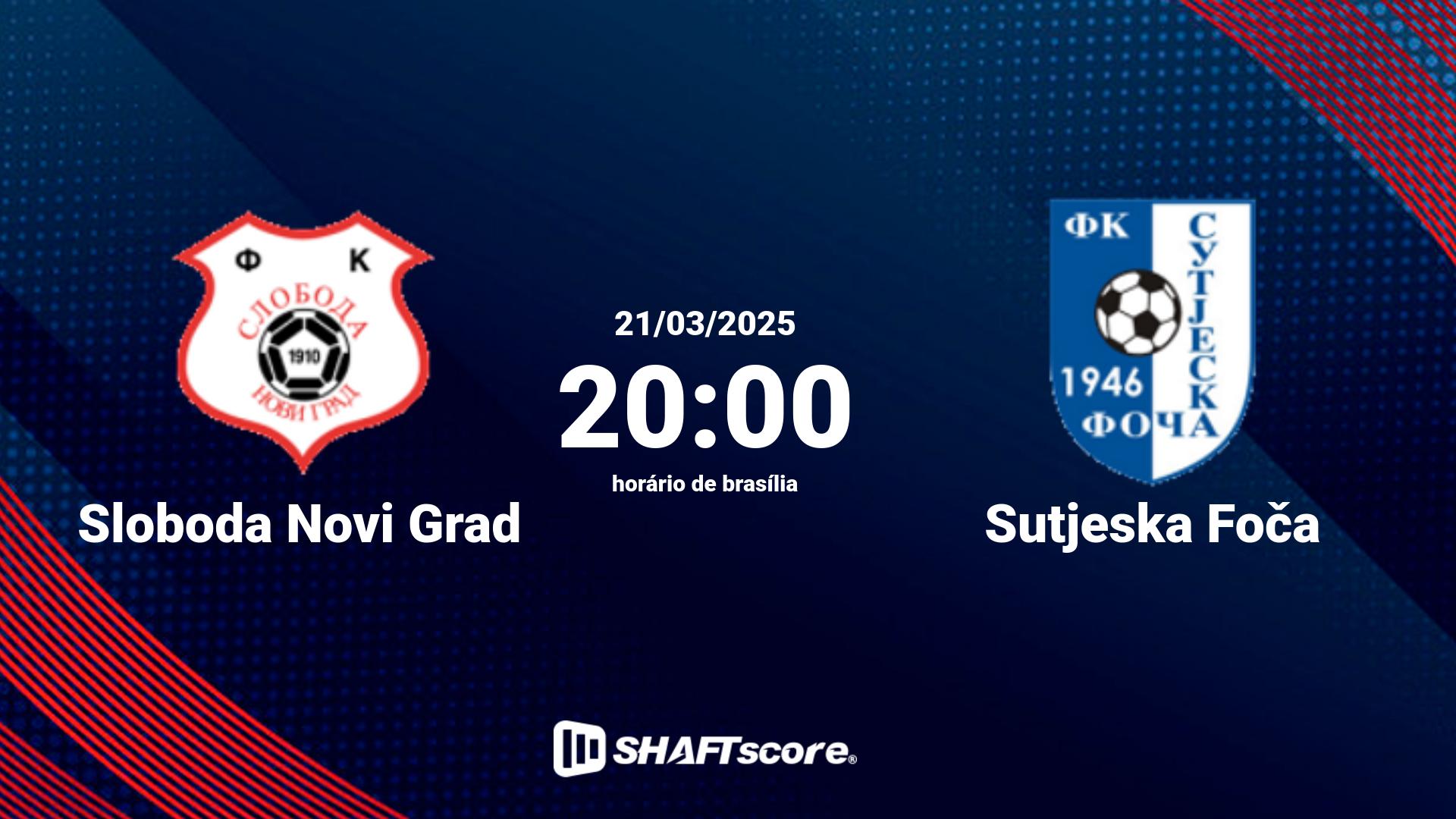 Estatísticas do jogo Sloboda Novi Grad vs Sutjeska Foča 21.03 20:00