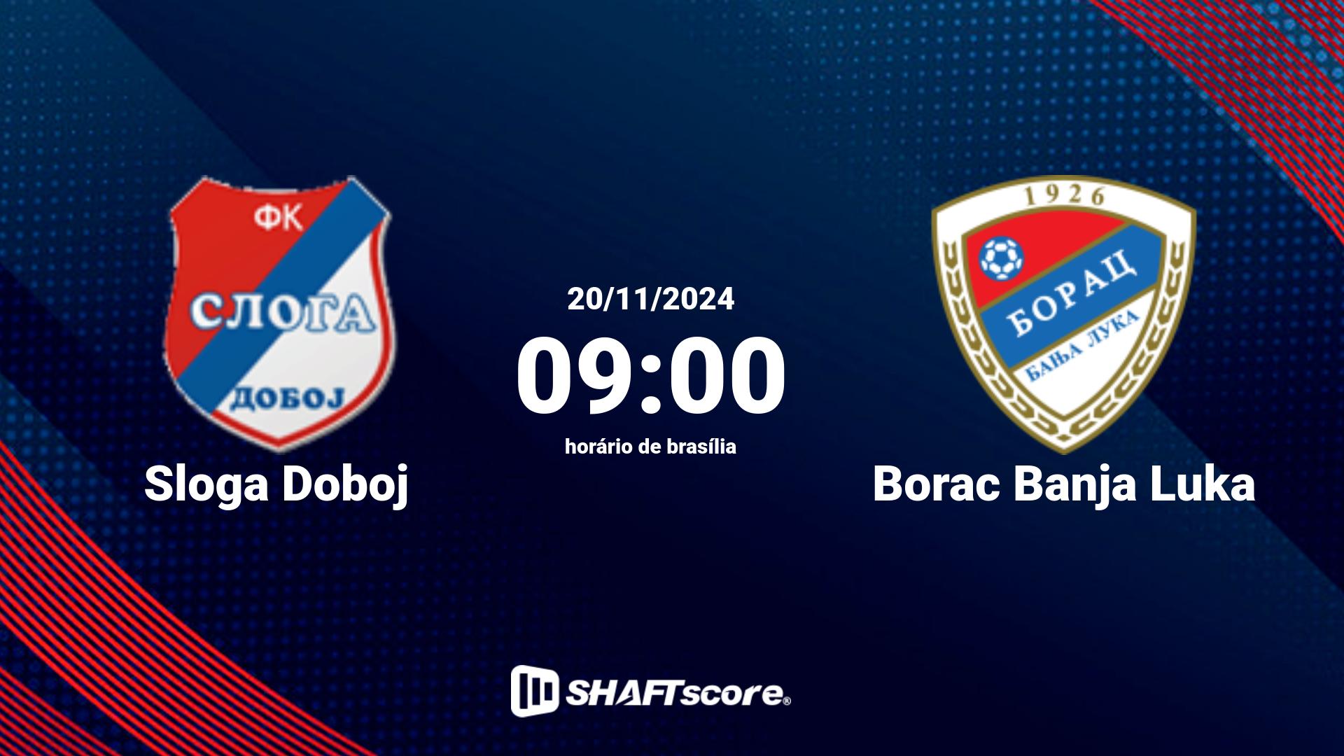 Estatísticas do jogo Sloga Doboj vs Borac Banja Luka 20.11 09:00