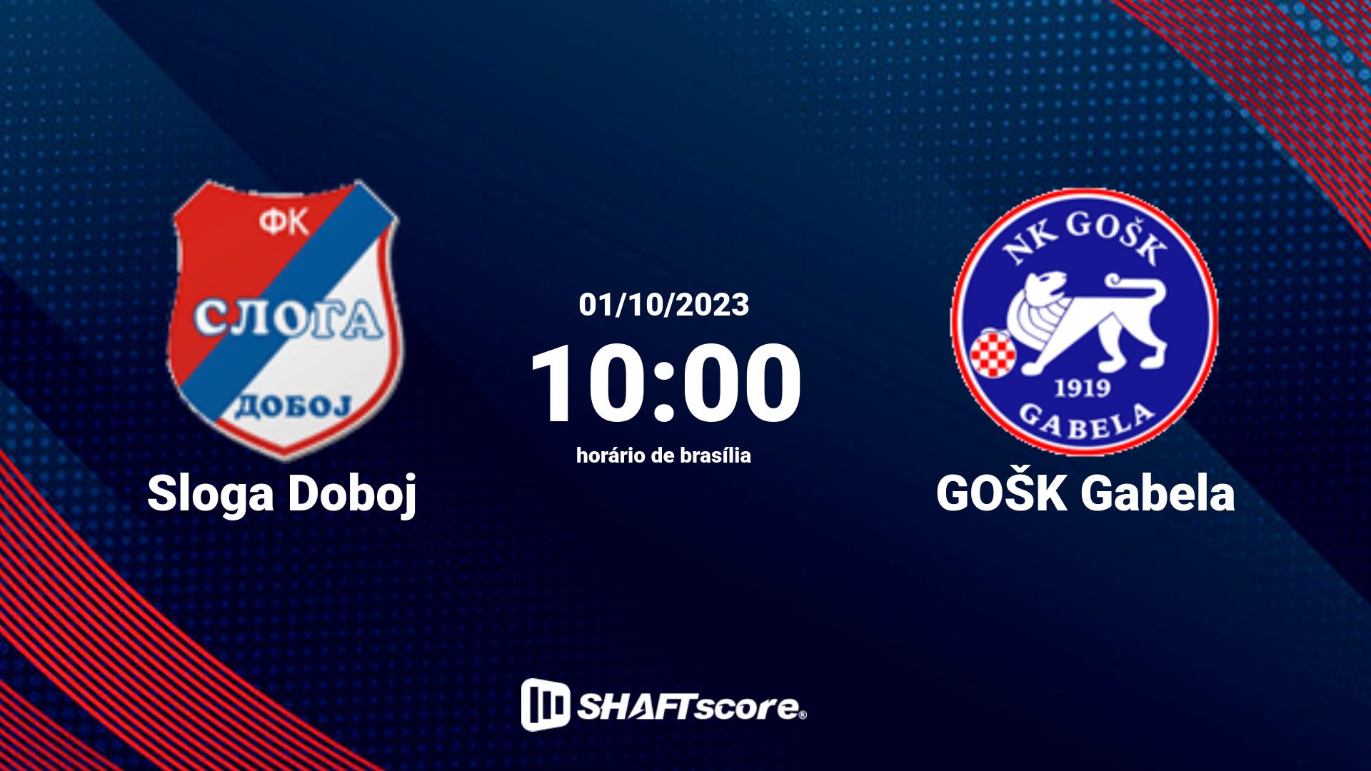 Estatísticas do jogo Sloga Doboj vs GOŠK Gabela 01.10 10:00