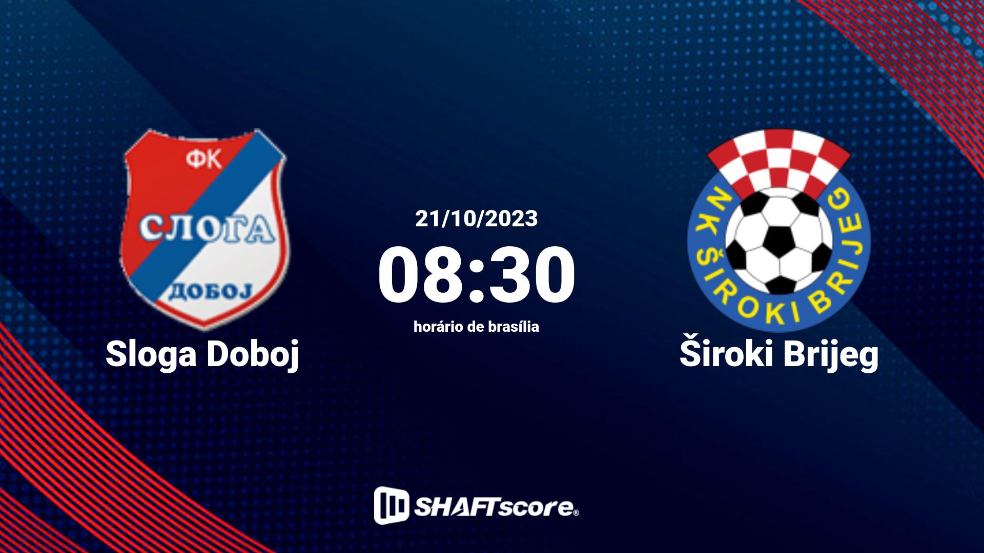 Estatísticas do jogo Sloga Doboj vs Široki Brijeg 21.10 08:30