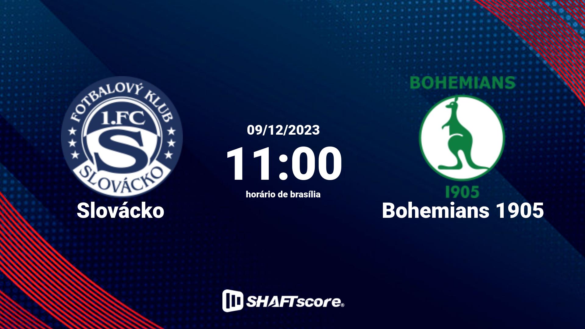 Estatísticas do jogo Slovácko vs Bohemians 1905 09.12 11:00