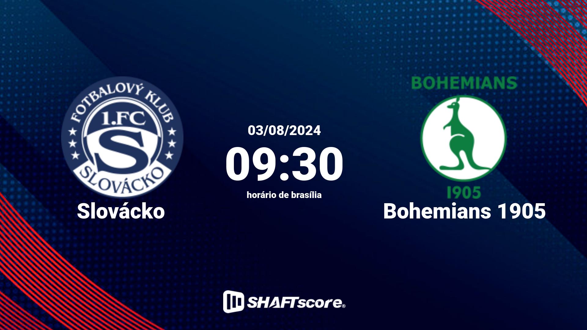 Estatísticas do jogo Slovácko vs Bohemians 1905 03.08 09:30