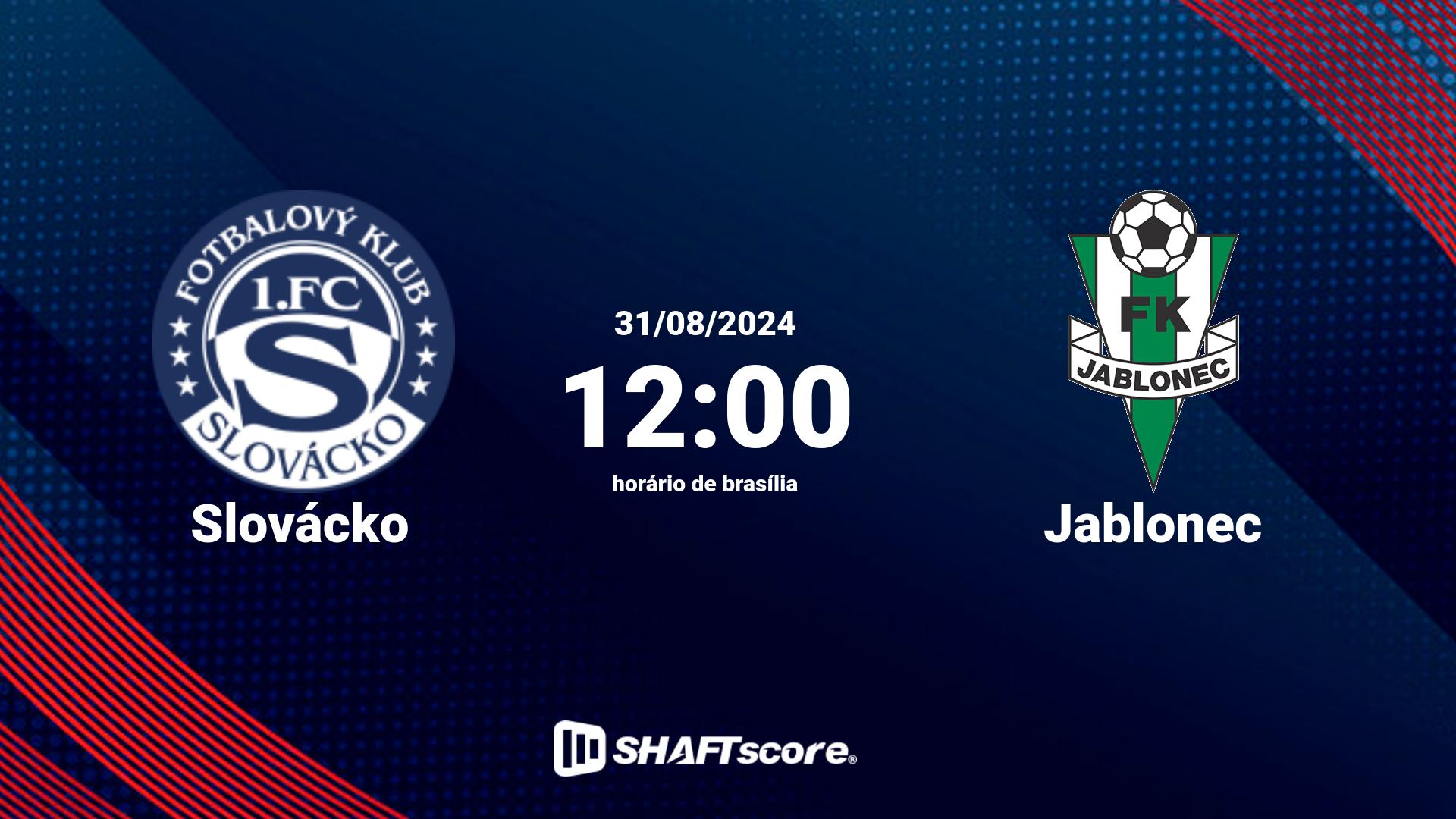 Estatísticas do jogo Slovácko vs Jablonec 31.08 12:00