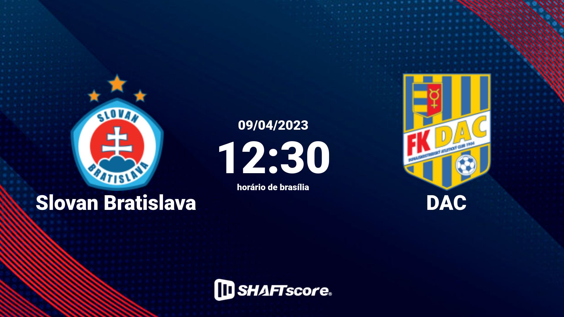 Estatísticas do jogo Slovan Bratislava vs DAC 09.04 12:30