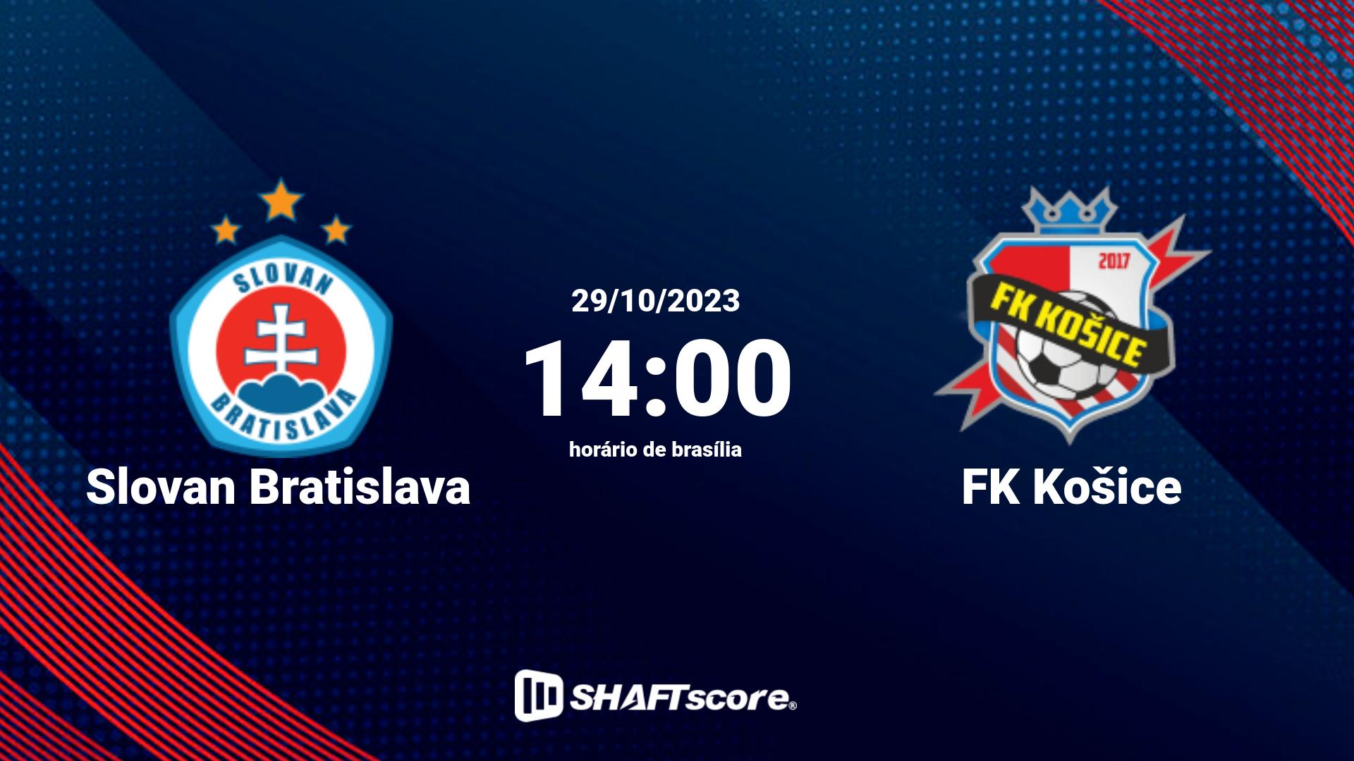 Estatísticas do jogo Slovan Bratislava vs FK Košice 29.10 14:00