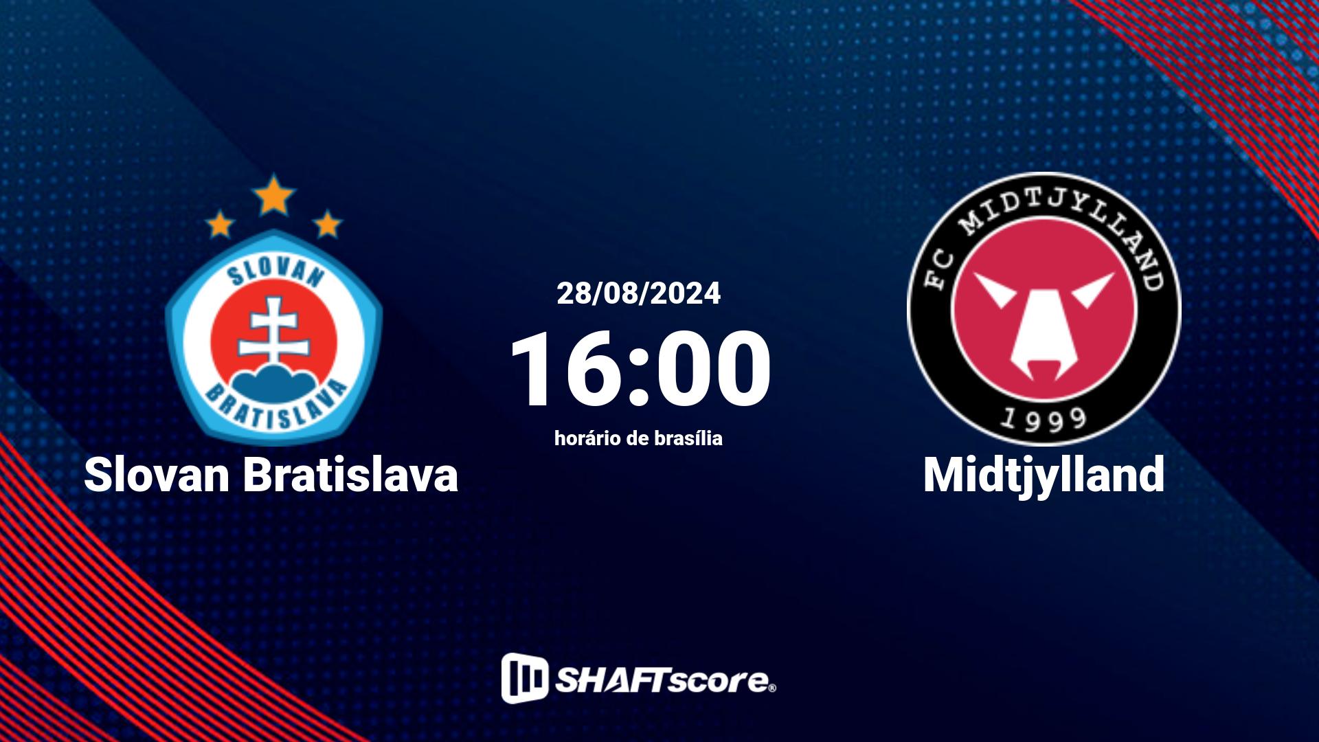 Estatísticas do jogo Slovan Bratislava vs Midtjylland 28.08 16:00