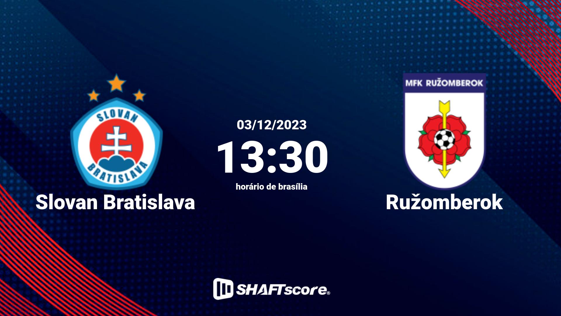 Estatísticas do jogo Slovan Bratislava vs Ružomberok 03.12 13:30