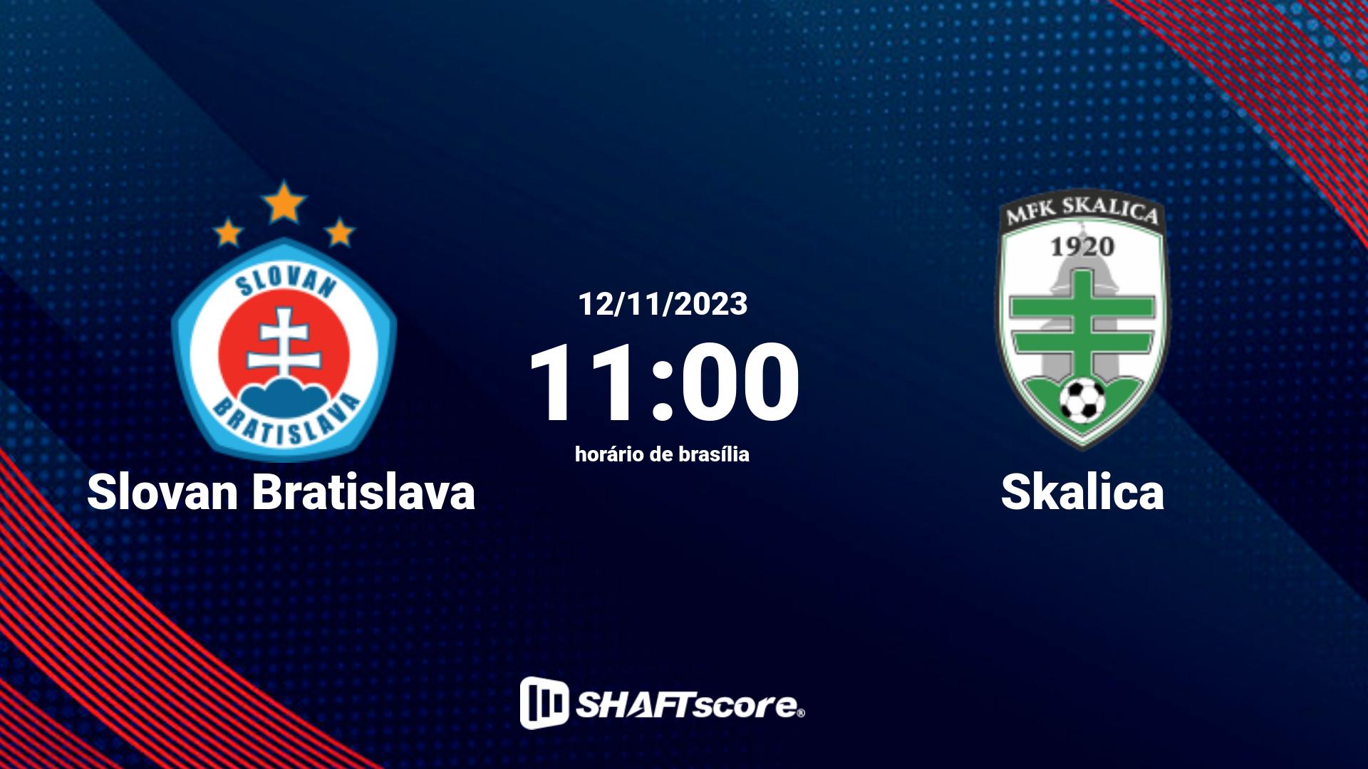 Estatísticas do jogo Slovan Bratislava vs Skalica 12.11 11:00