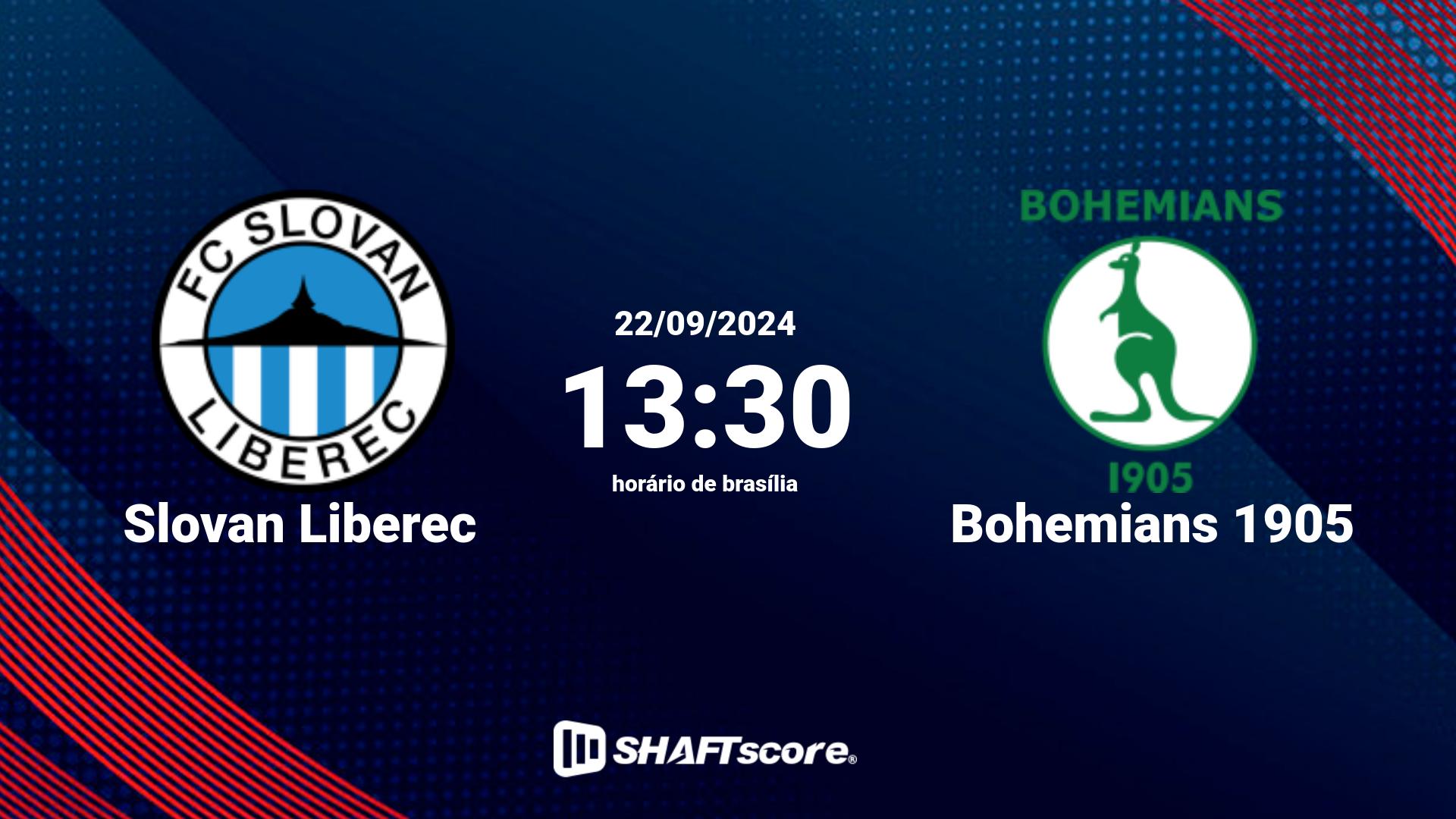 Estatísticas do jogo Slovan Liberec vs Bohemians 1905 22.09 13:30