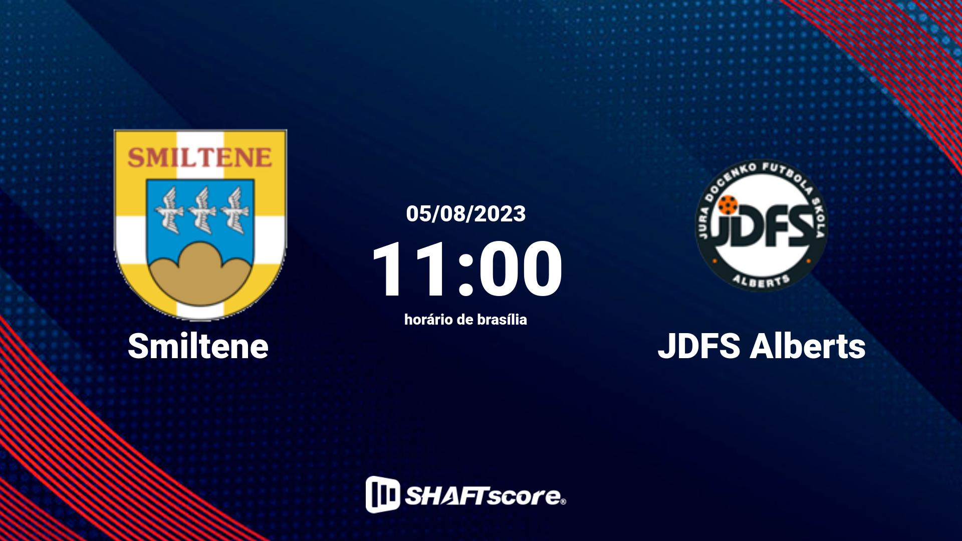 Estatísticas do jogo Smiltene vs JDFS Alberts 05.08 11:00