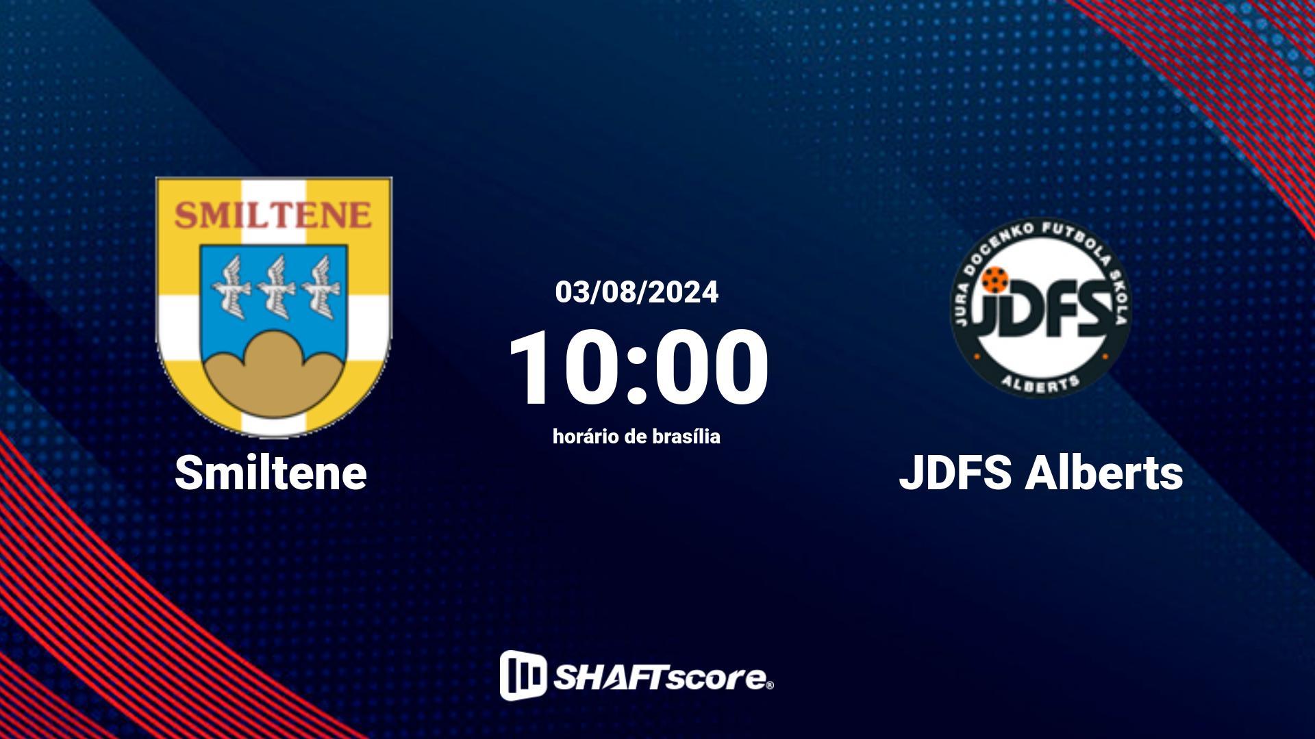 Estatísticas do jogo Smiltene vs JDFS Alberts 03.08 10:00