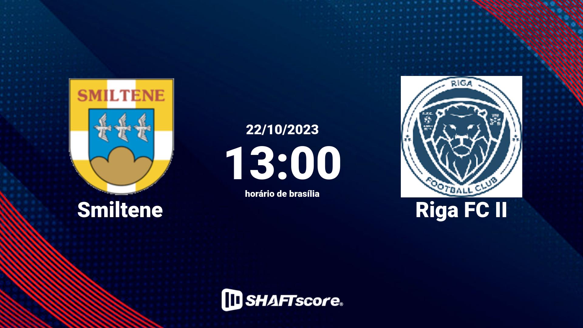 Estatísticas do jogo Smiltene vs Riga FC II 22.10 13:00