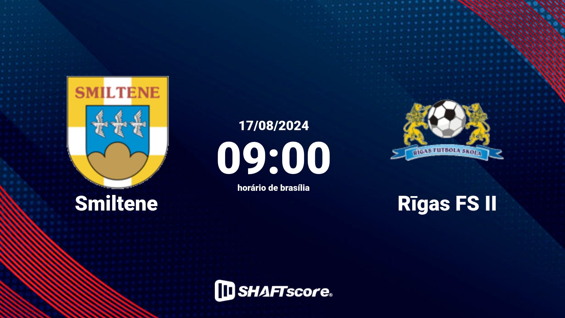 Estatísticas do jogo Smiltene vs Rīgas FS II 17.08 09:00