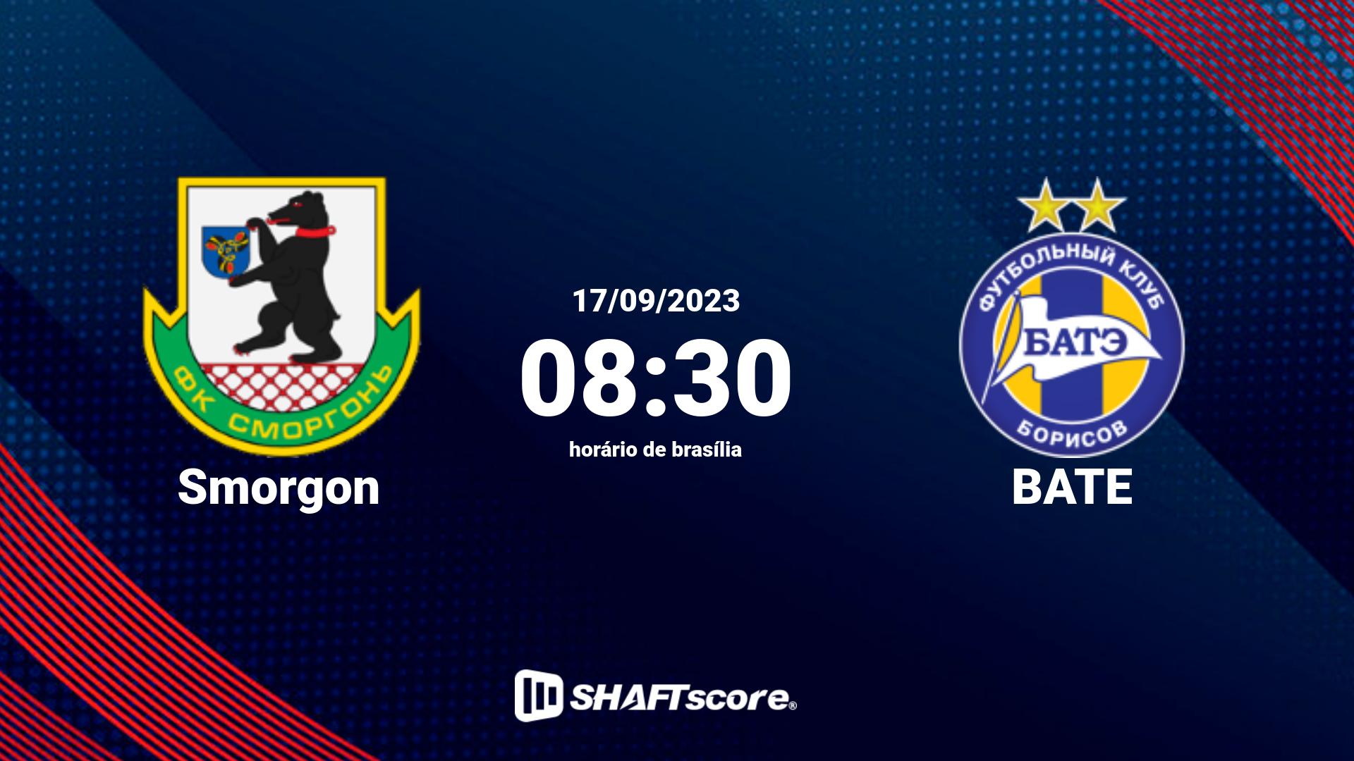 Estatísticas do jogo Smorgon vs BATE 17.09 08:30