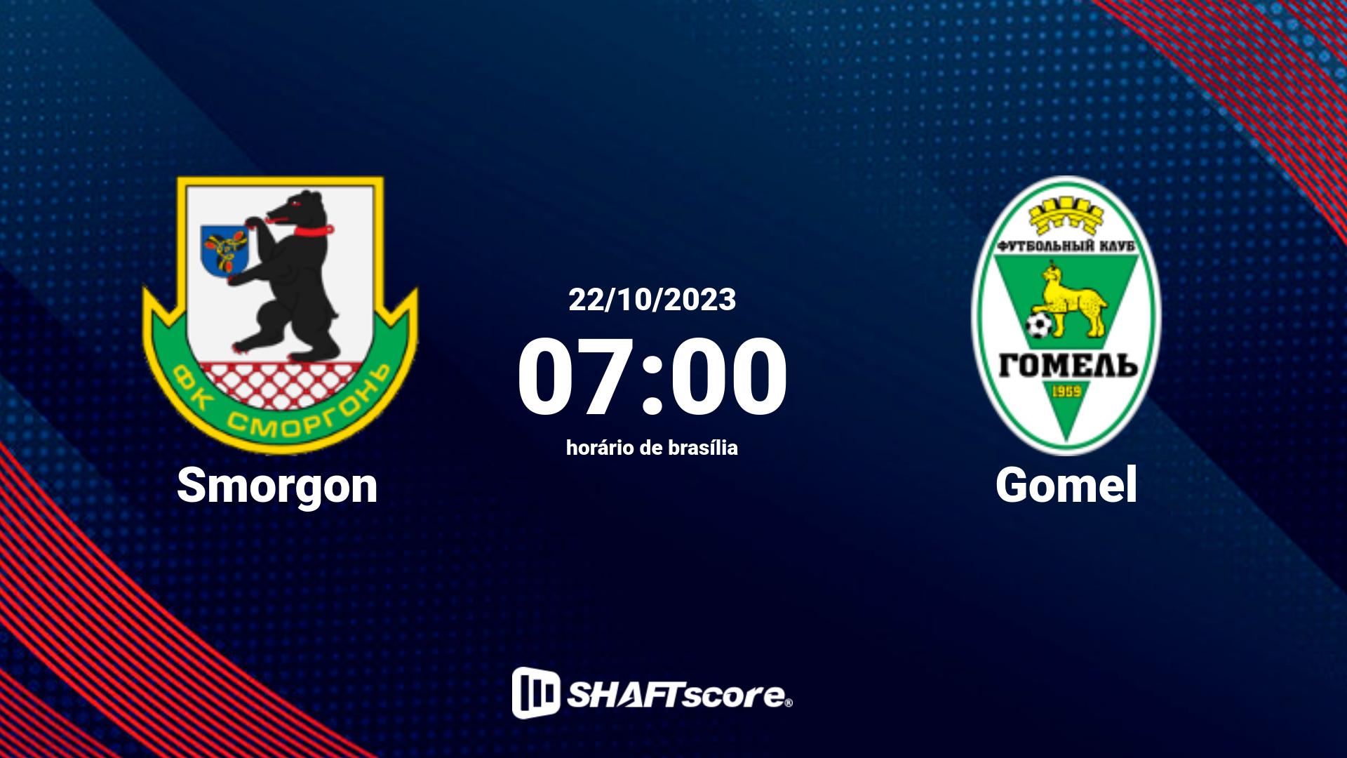 Estatísticas do jogo Smorgon vs Gomel 22.10 07:00