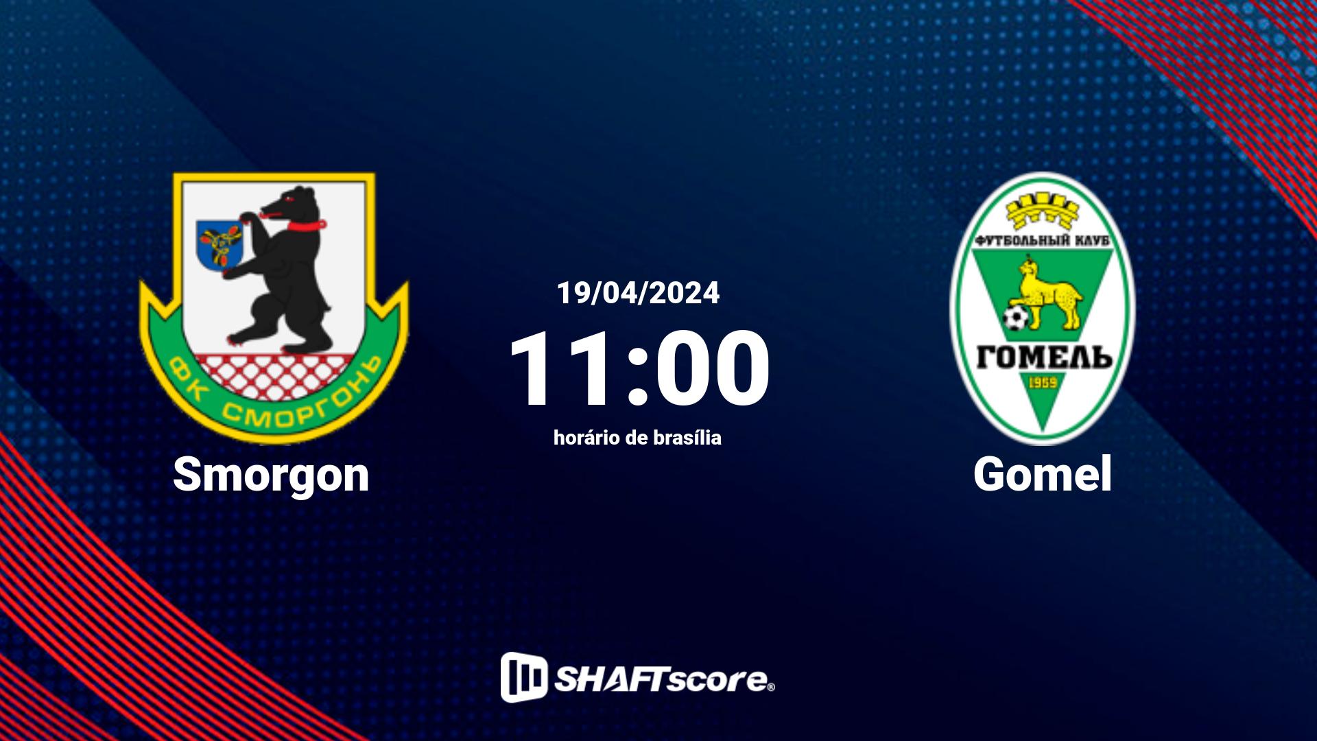 Estatísticas do jogo Smorgon vs Gomel 19.04 11:00