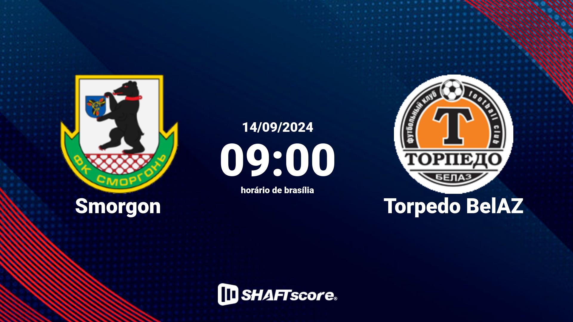 Estatísticas do jogo Smorgon vs Torpedo BelAZ 14.09 09:00