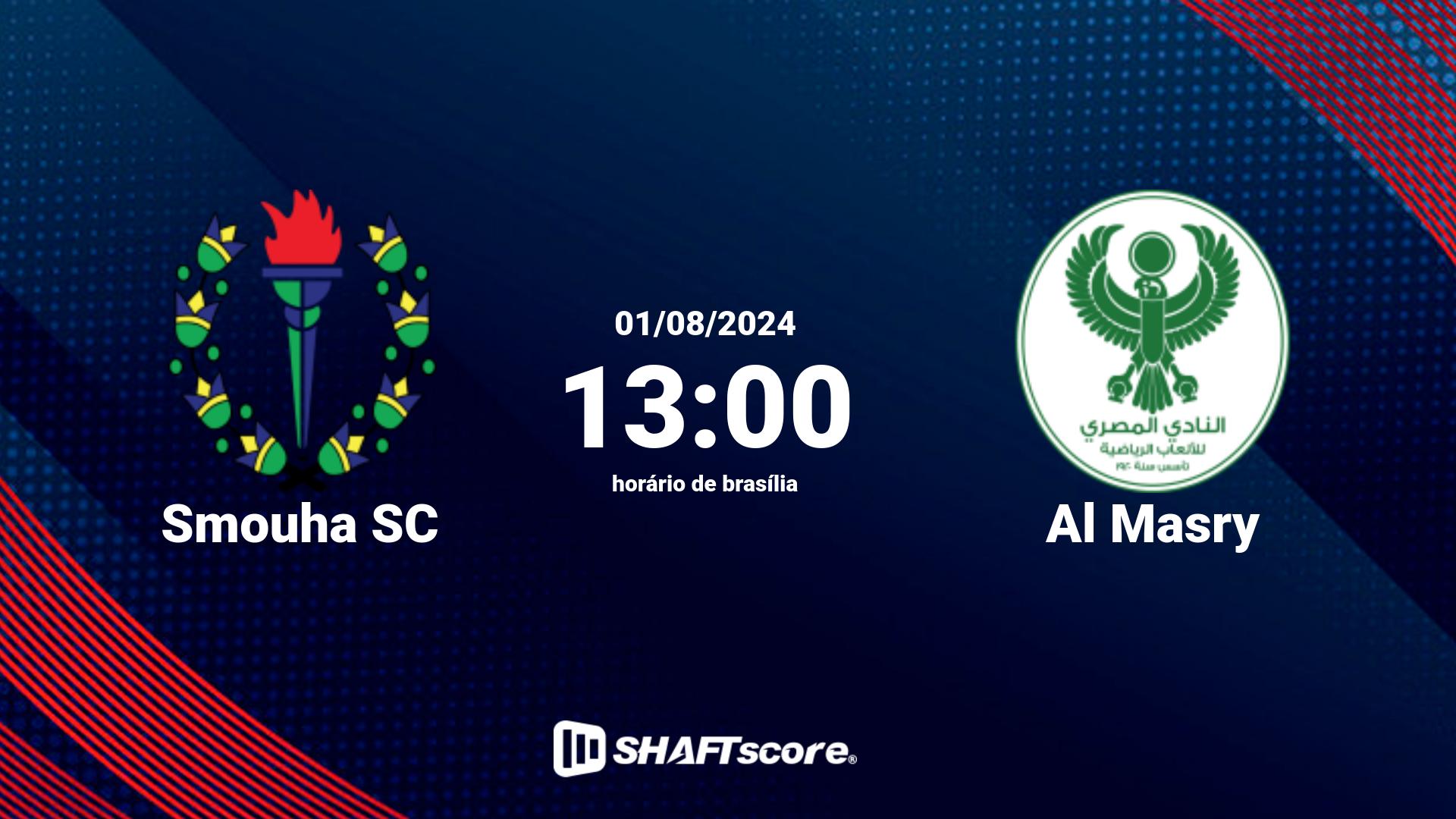 Estatísticas do jogo Smouha SC vs Al Masry 01.08 13:00
