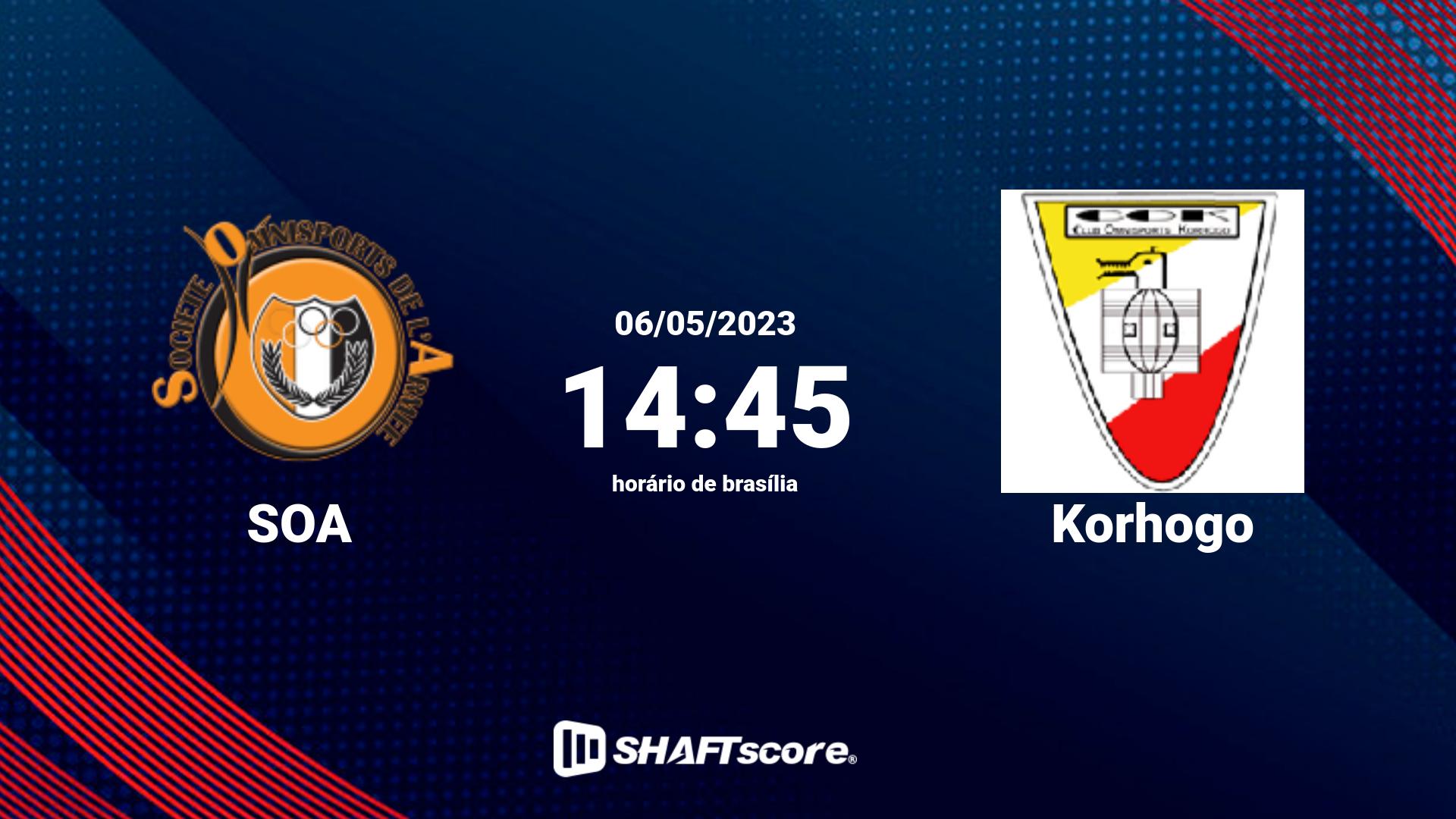 Estatísticas do jogo SOA vs Korhogo 06.05 14:45