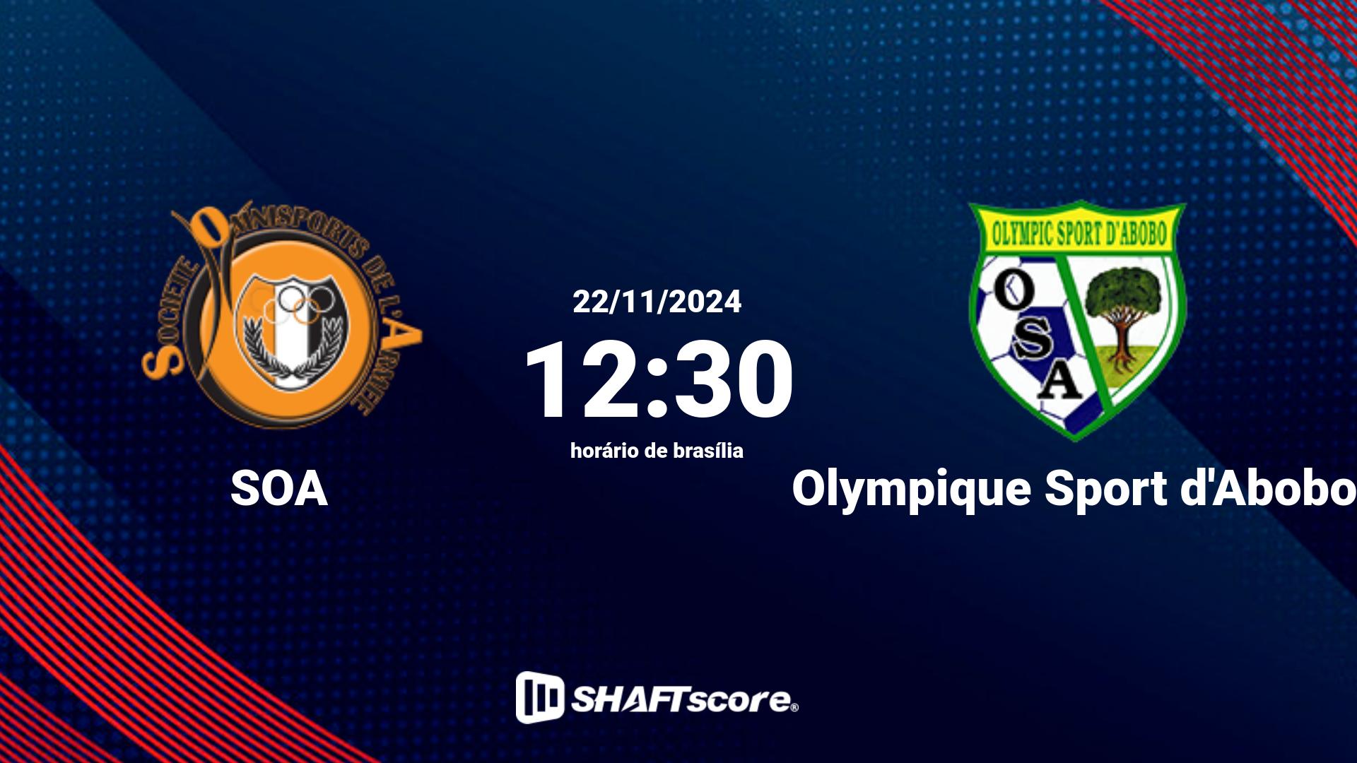 Estatísticas do jogo SOA vs Olympique Sport d'Abobo 22.11 12:30