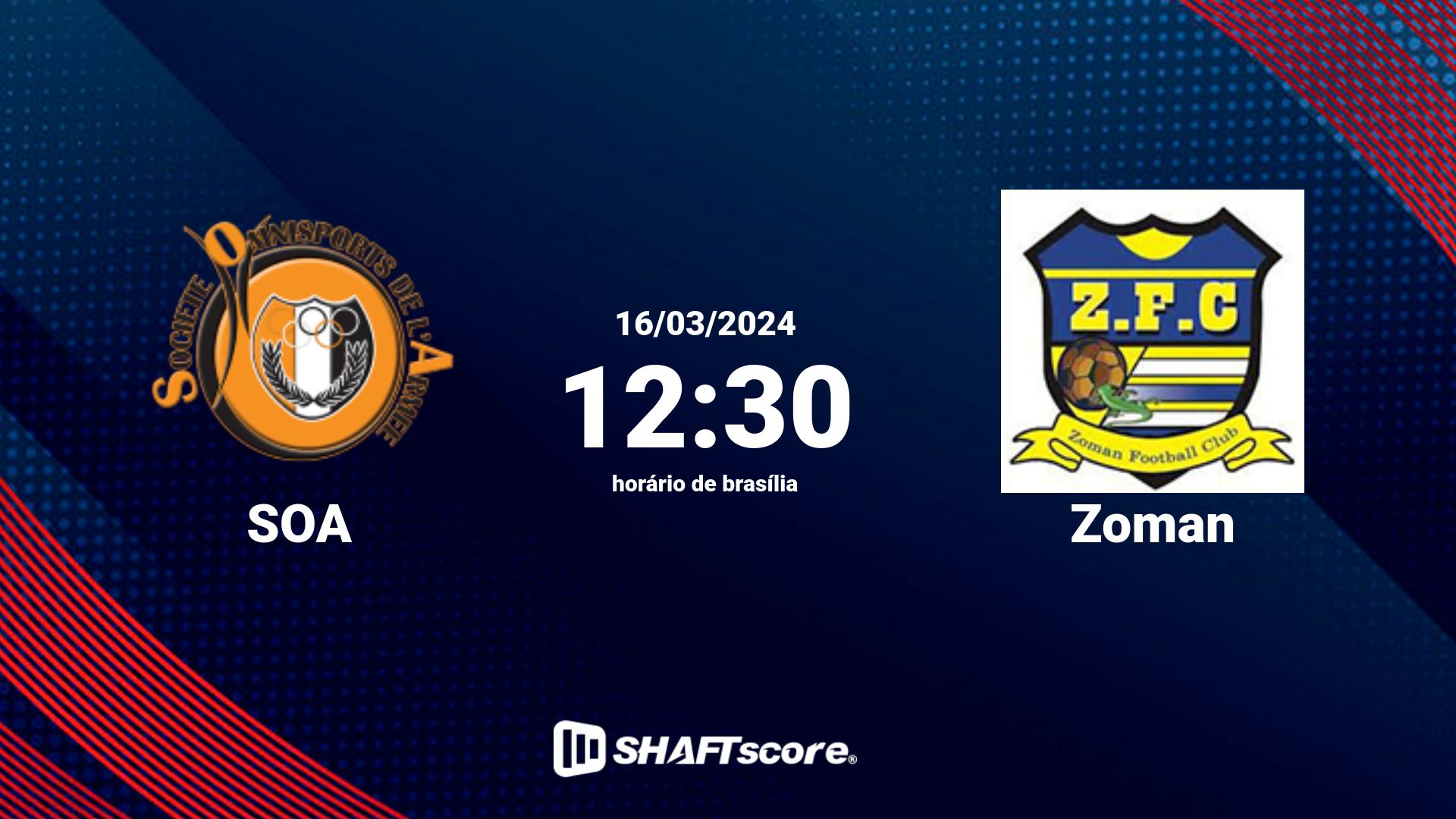 Estatísticas do jogo SOA vs Zoman 16.03 12:30