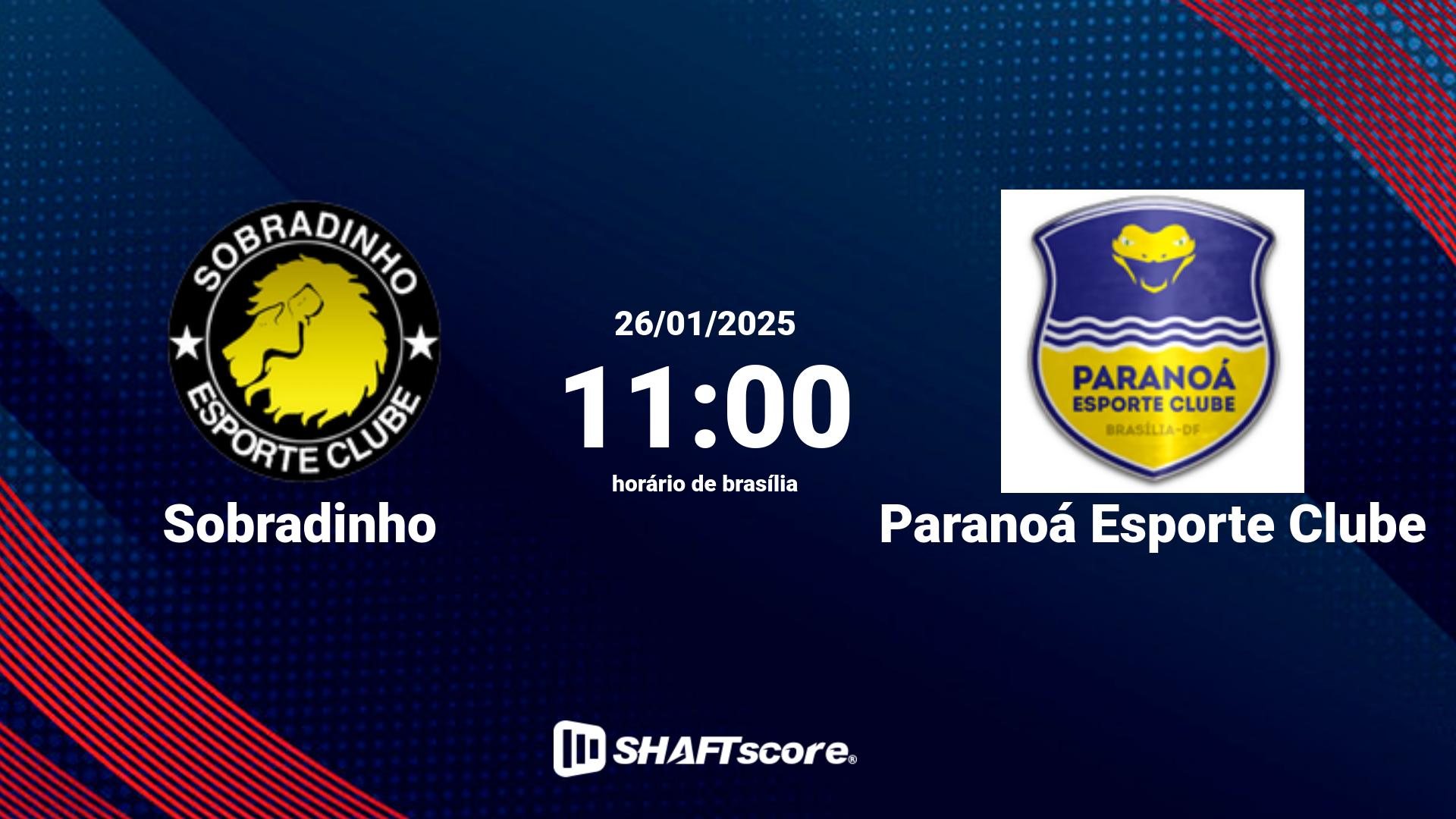 Estatísticas do jogo Sobradinho vs Paranoá Esporte Clube 26.01 11:00