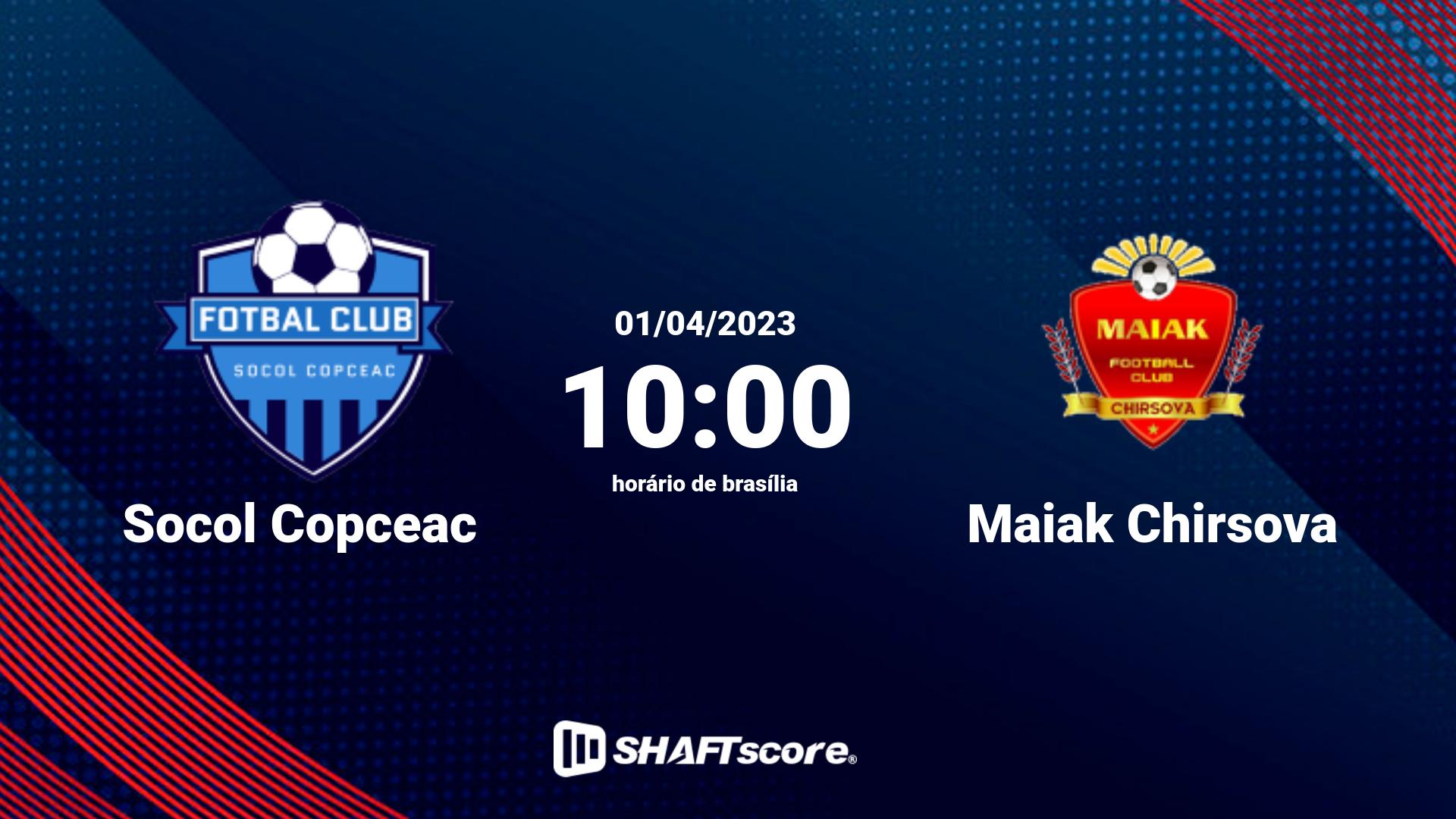 Estatísticas do jogo Socol Copceac vs Maiak Chirsova 01.04 10:00