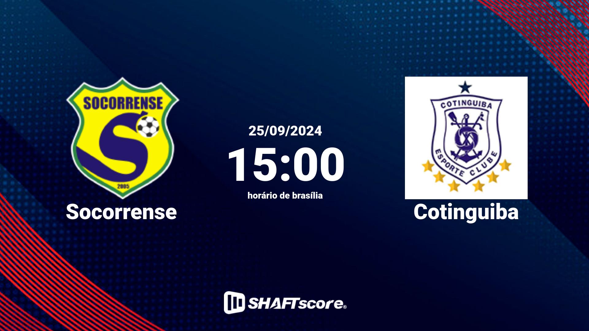 Estatísticas do jogo Socorrense vs Cotinguiba 25.09 15:00