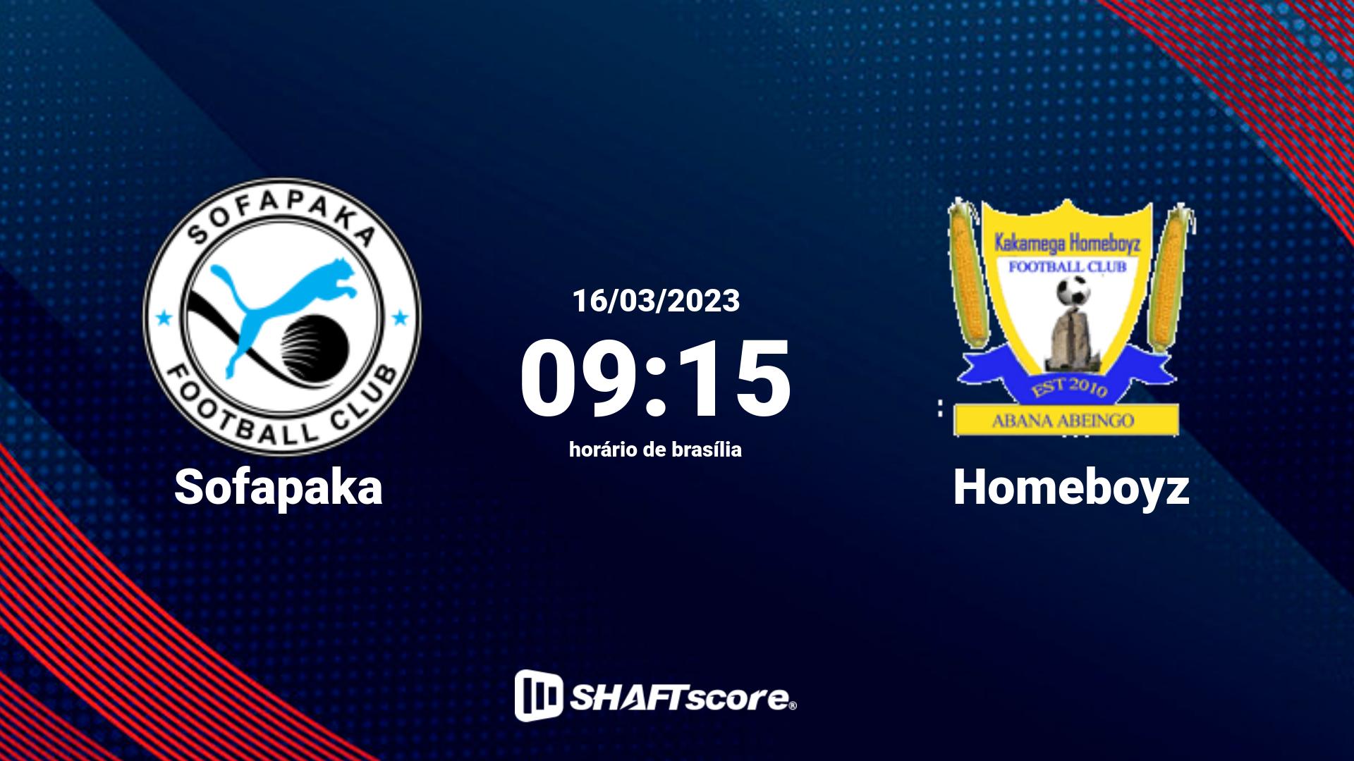 Estatísticas do jogo Sofapaka vs Homeboyz 16.03 09:15