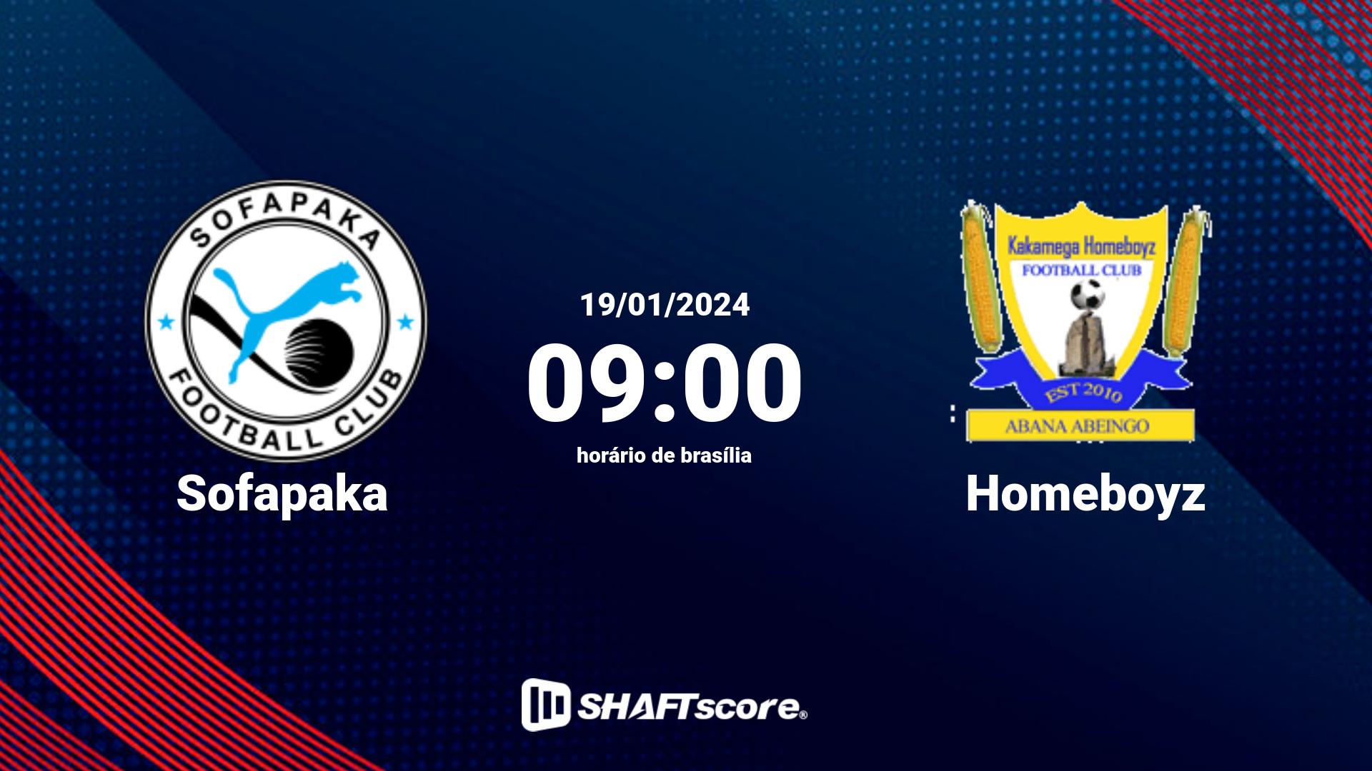 Estatísticas do jogo Sofapaka vs Homeboyz 19.01 09:00