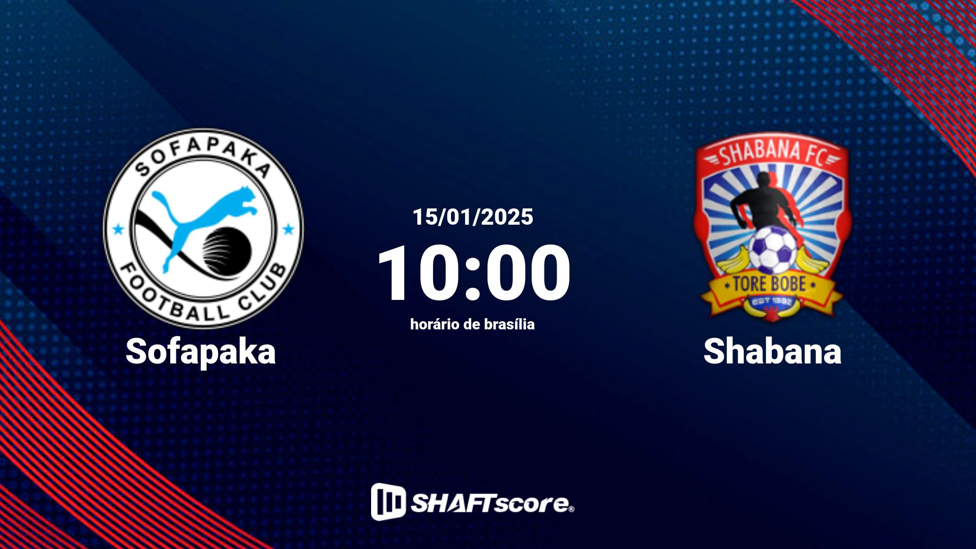 Estatísticas do jogo Sofapaka vs Shabana 15.01 10:00