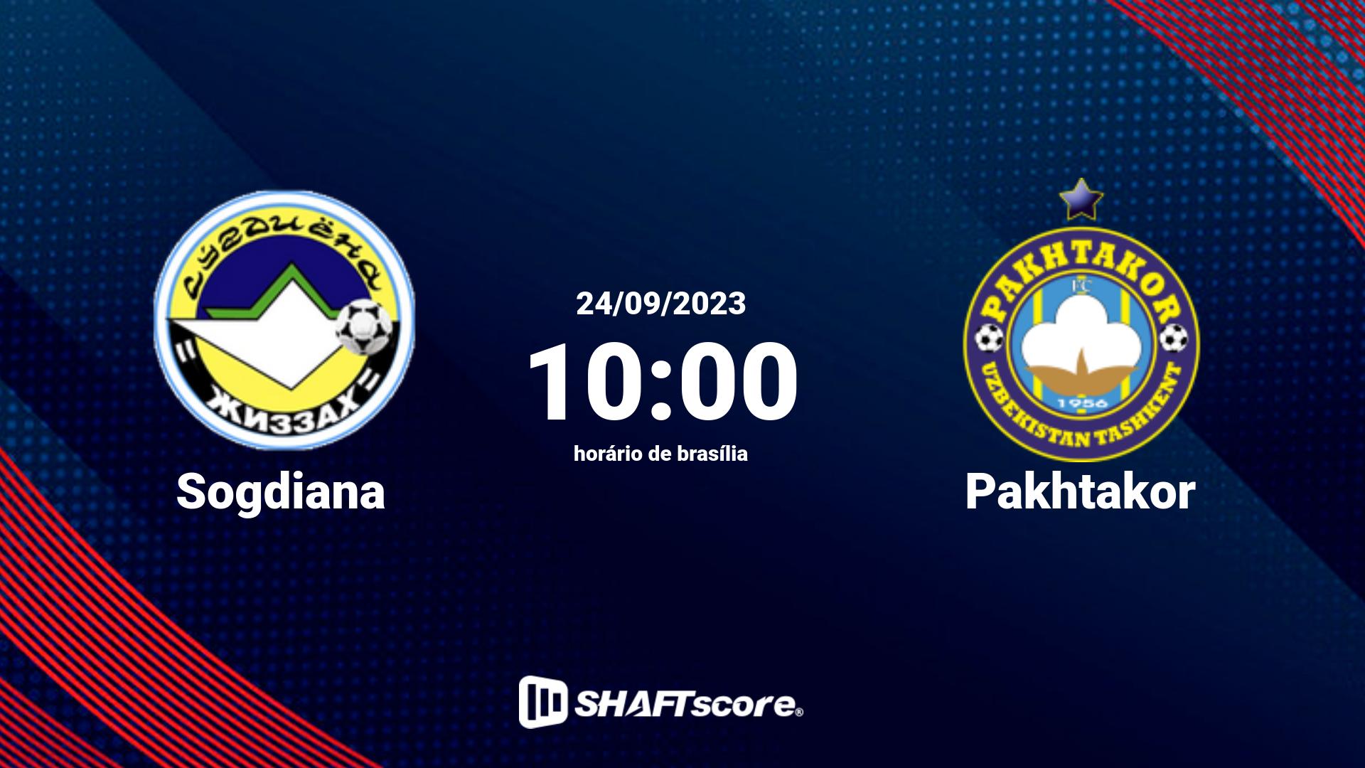 Estatísticas do jogo Sogdiana vs Pakhtakor 24.09 10:00