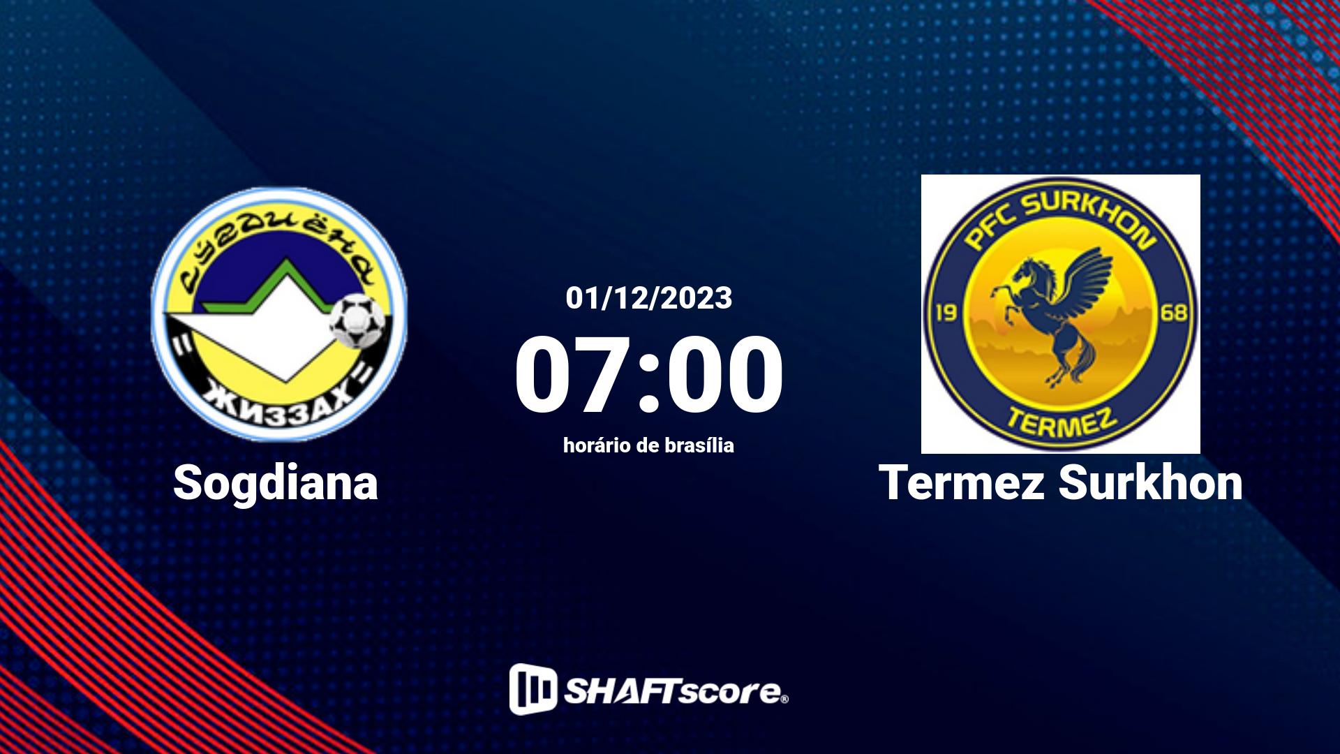 Estatísticas do jogo Sogdiana vs Termez Surkhon 01.12 07:00