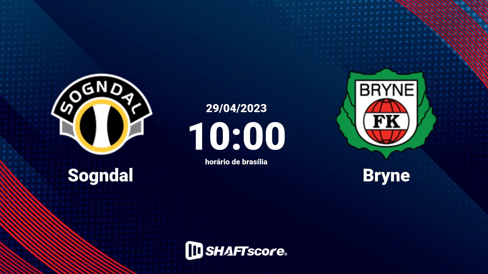 Estatísticas do jogo Sogndal vs Bryne 29.04 10:00