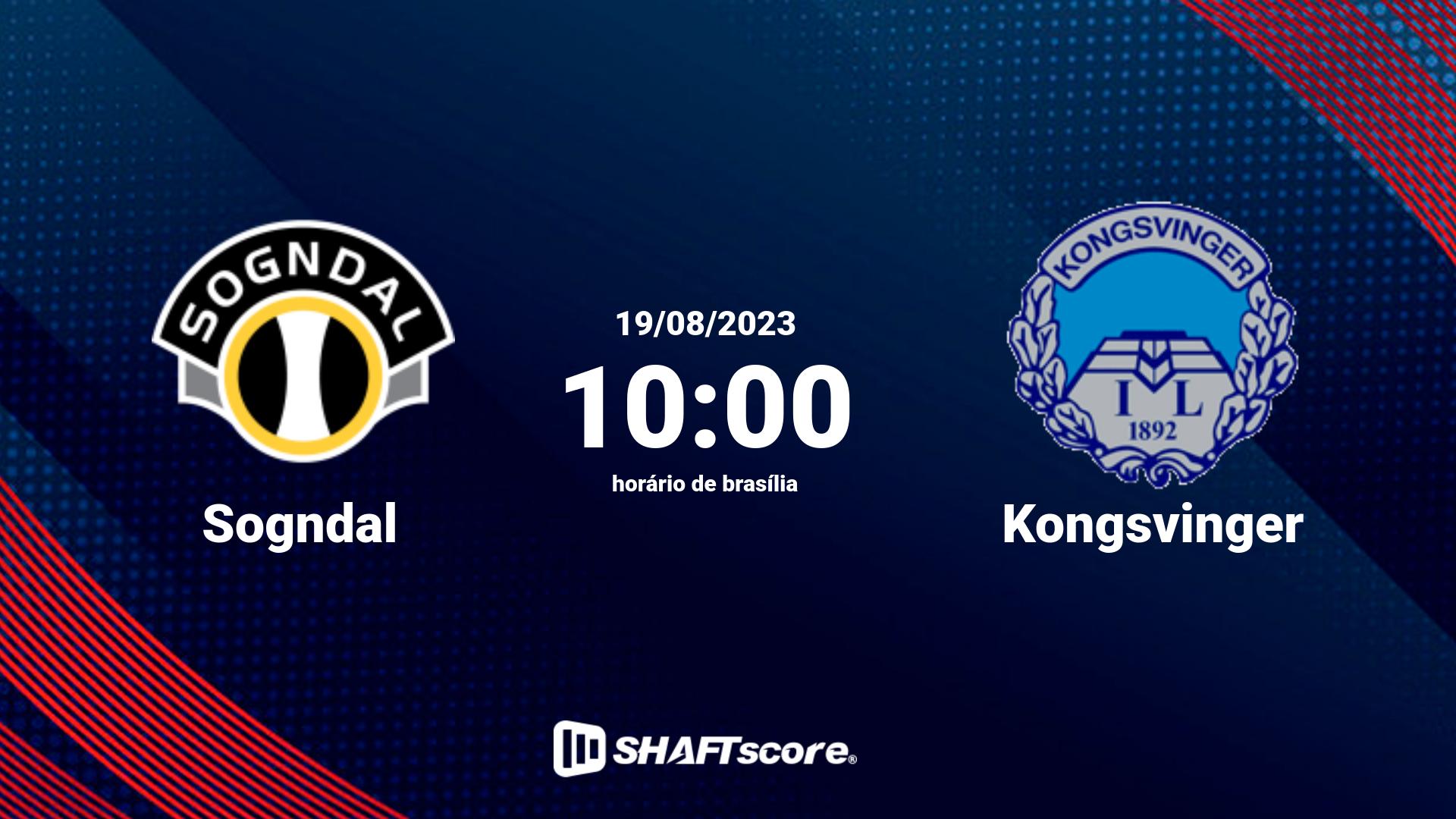 Estatísticas do jogo Sogndal vs Kongsvinger 19.08 10:00