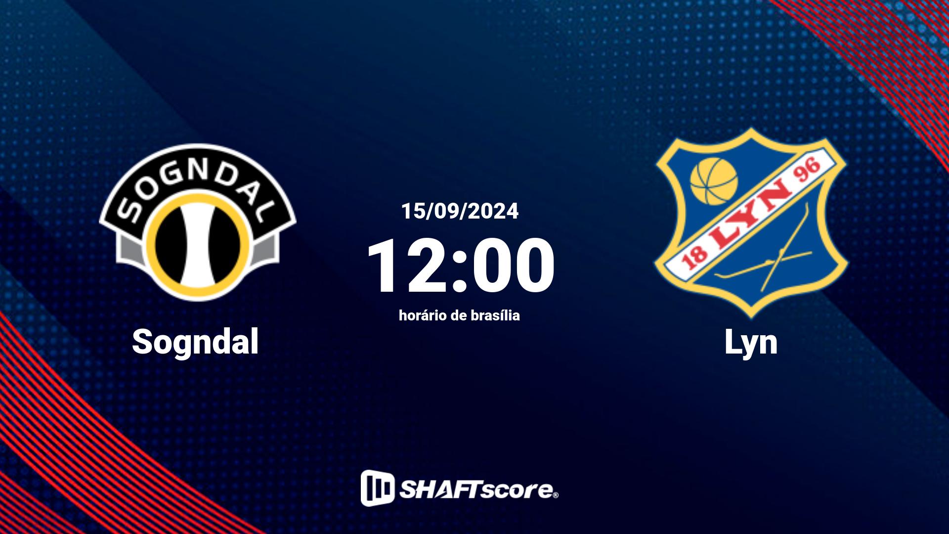 Estatísticas do jogo Sogndal vs Lyn 15.09 12:00