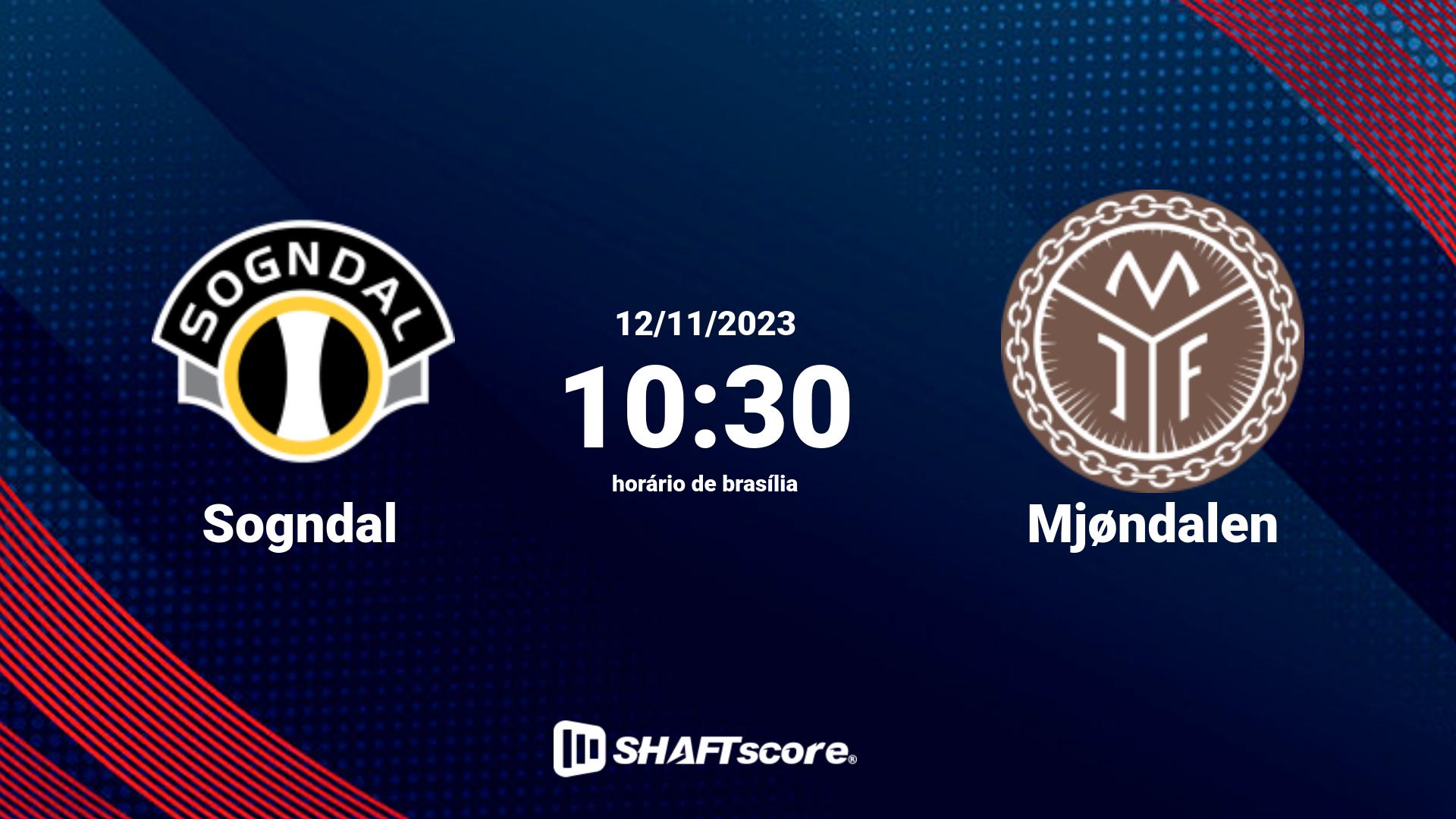 Estatísticas do jogo Sogndal vs Mjøndalen 12.11 10:30