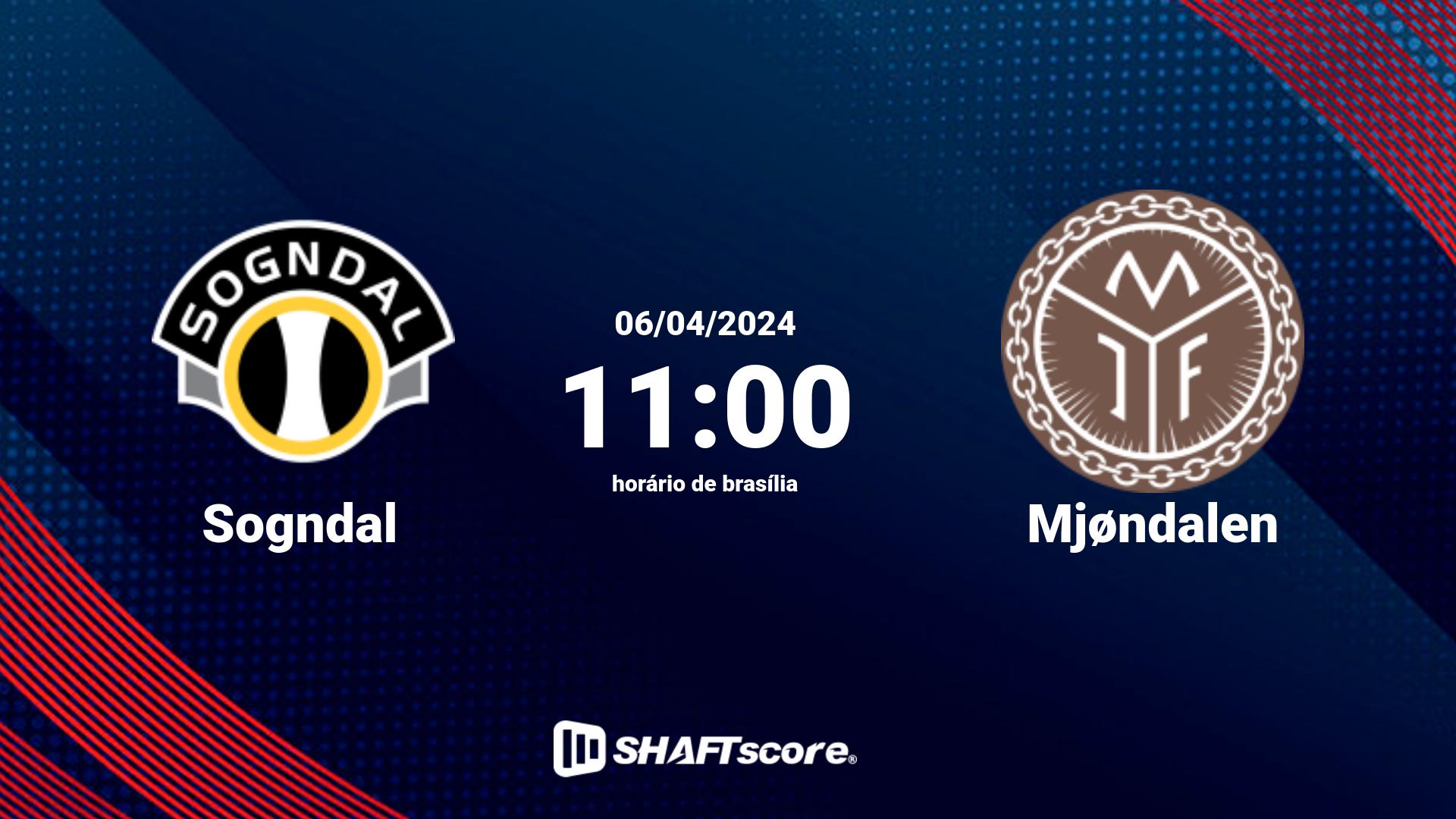 Estatísticas do jogo Sogndal vs Mjøndalen 06.04 11:00