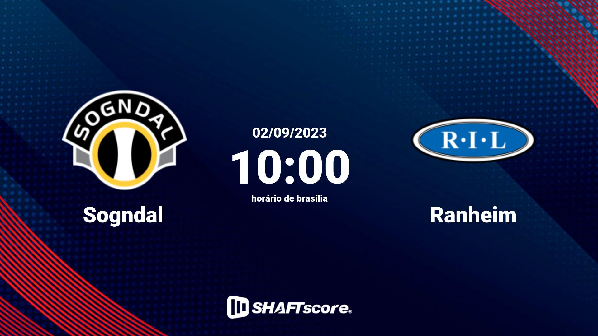 Estatísticas do jogo Sogndal vs Ranheim 02.09 10:00