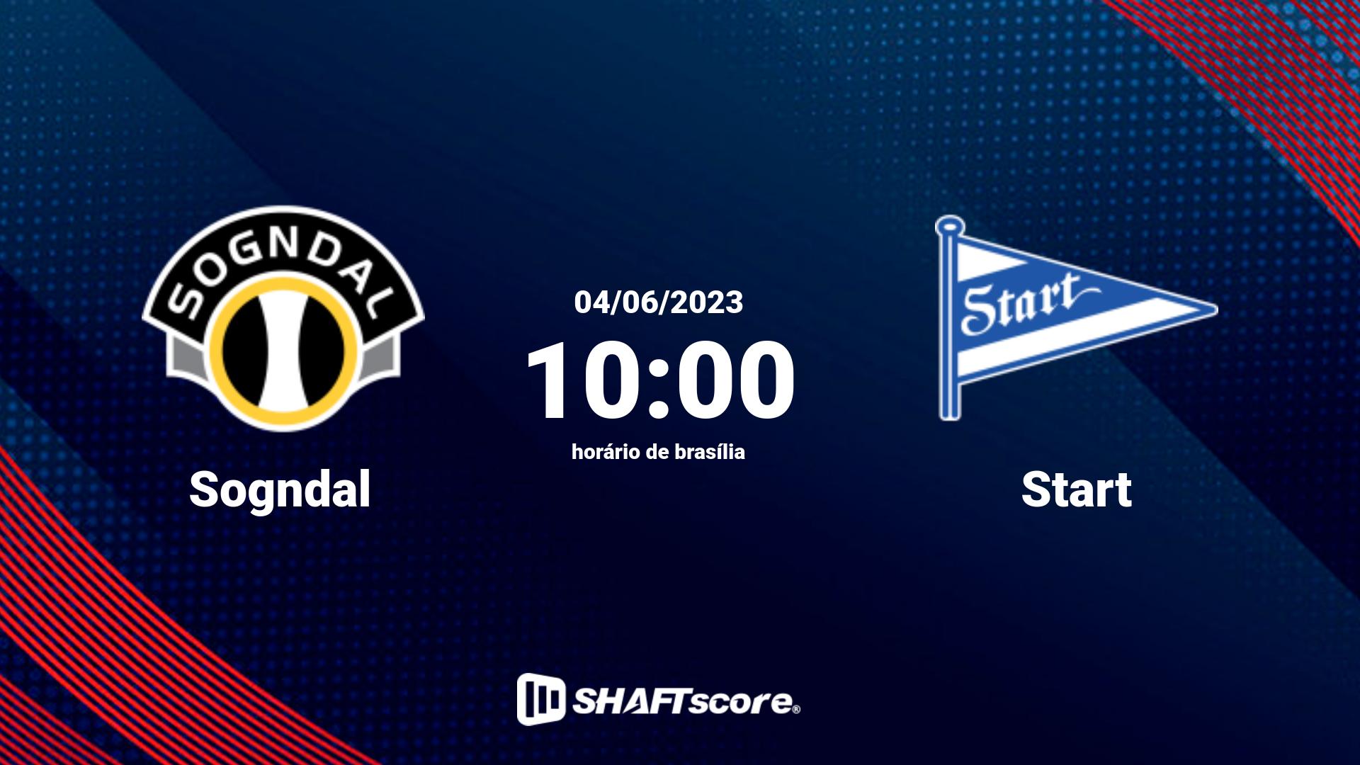 Estatísticas do jogo Sogndal vs Start 04.06 10:00